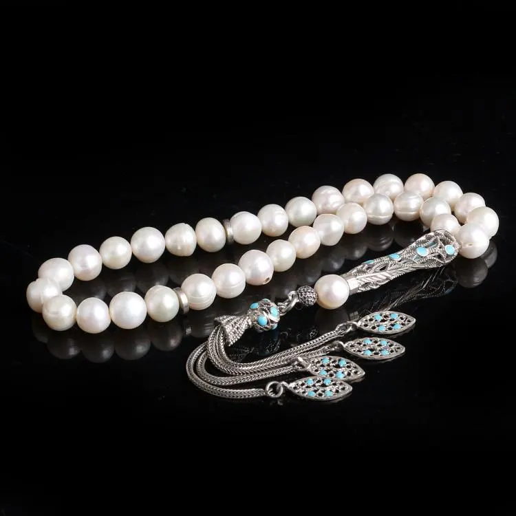 Silver Pearl Tasbeeh: Islamic Prayer Beads, Luxury Rosary - image 3