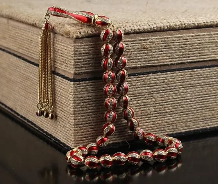 Silver Tasbeeh Prayer Beads: Zircon Embellishments, Islamic Gift - image 3