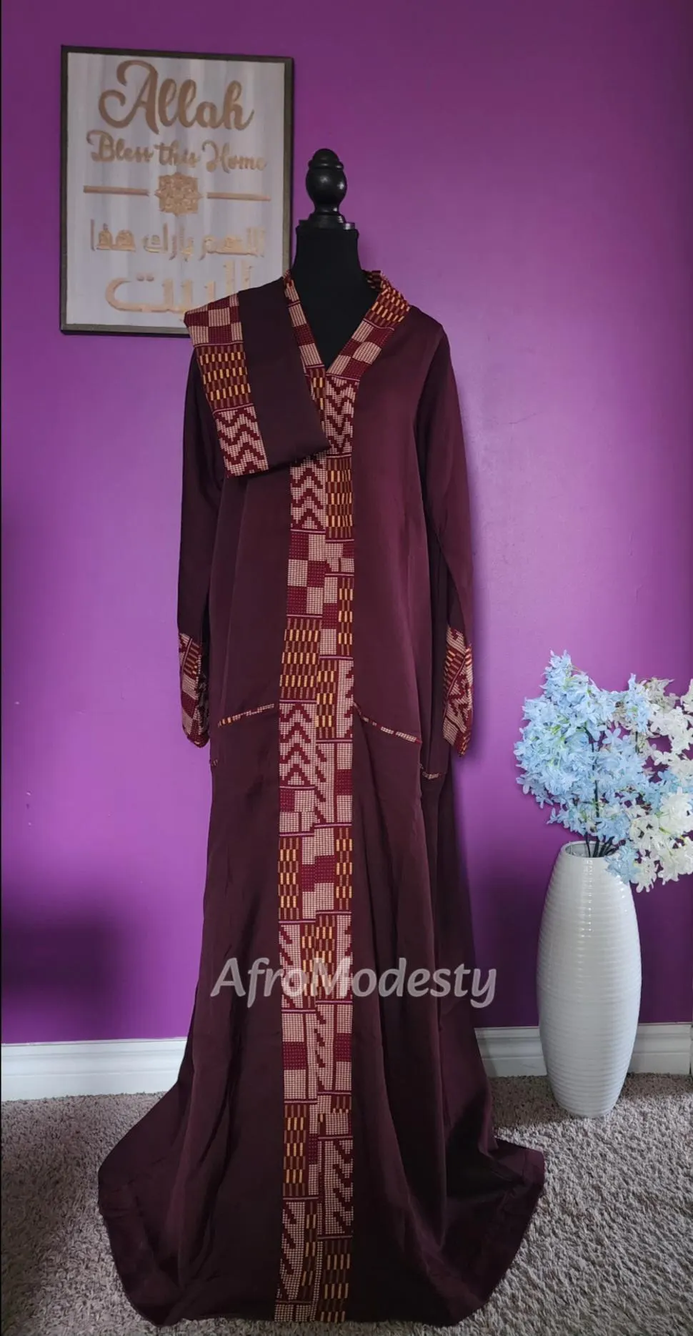 The Kente Abaya: African Kaftan Bubu Maxi Dress with Matching Head Tie