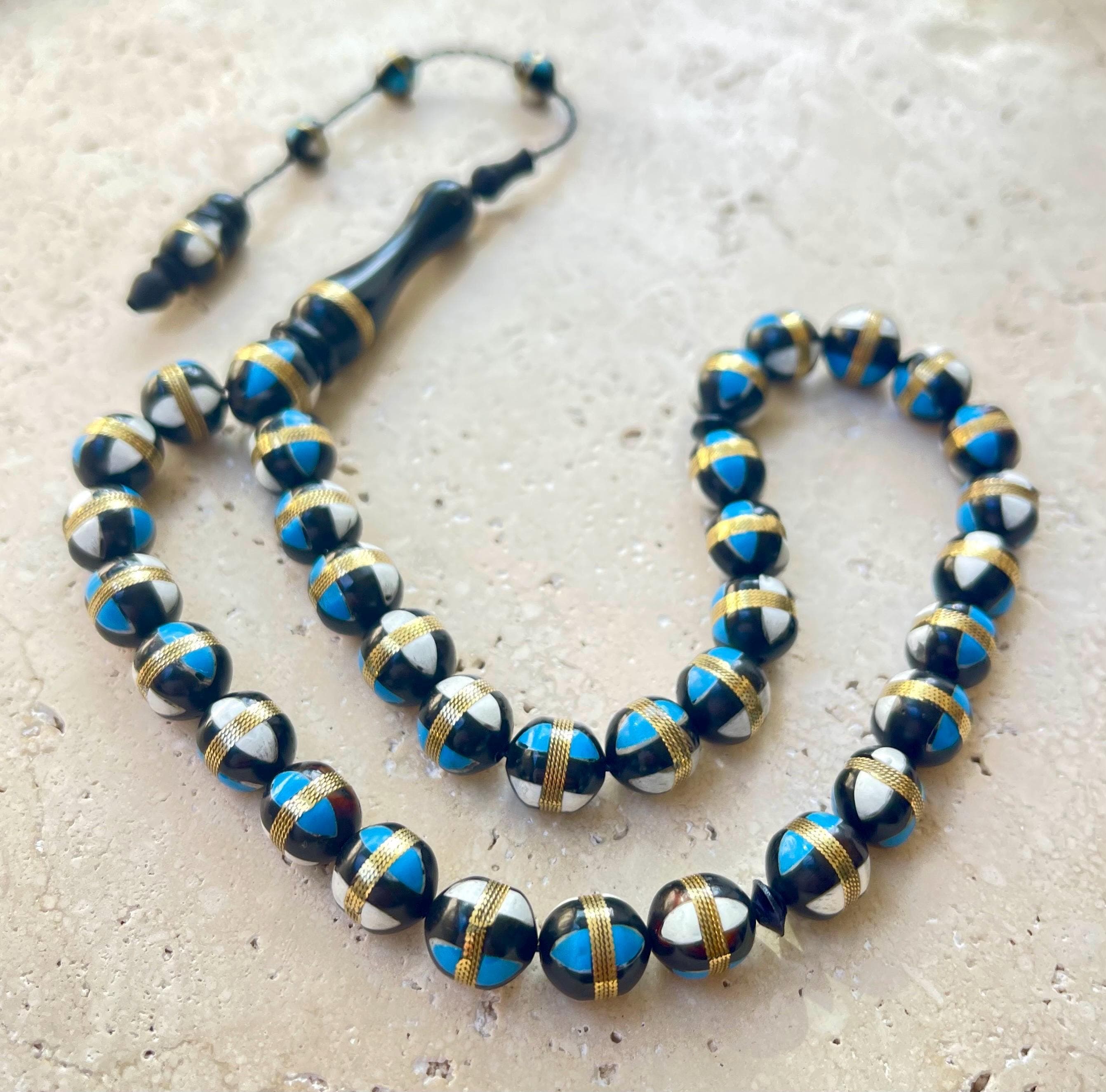 Hand-Carved Kuka Wood Islamic Prayer Beads | 33-Bead Tasbih Rosary, 9mm - image 3