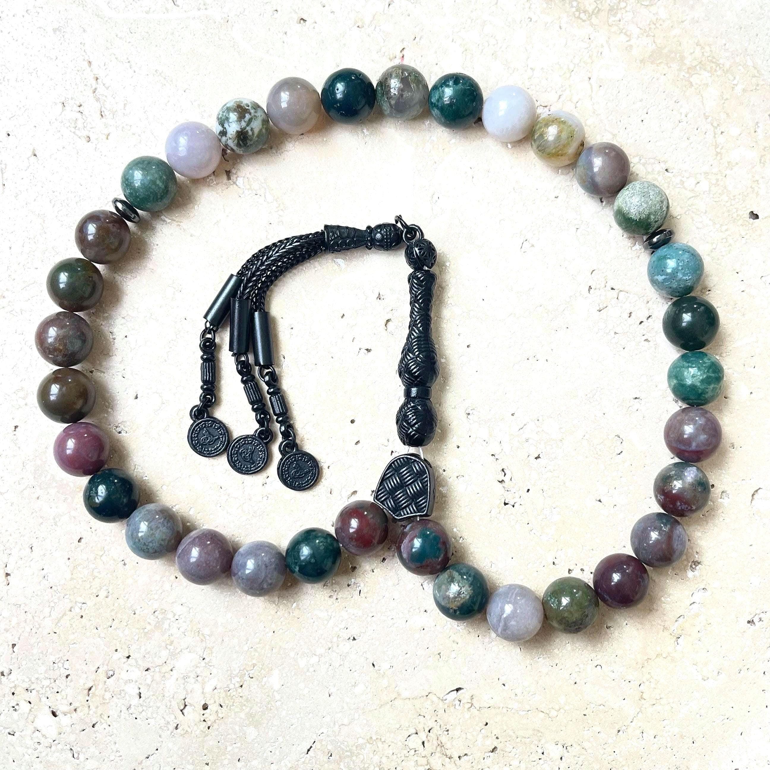 Indian Agate Islamic Prayer Beads 33 | Gemstone Tasbih | Misbaha