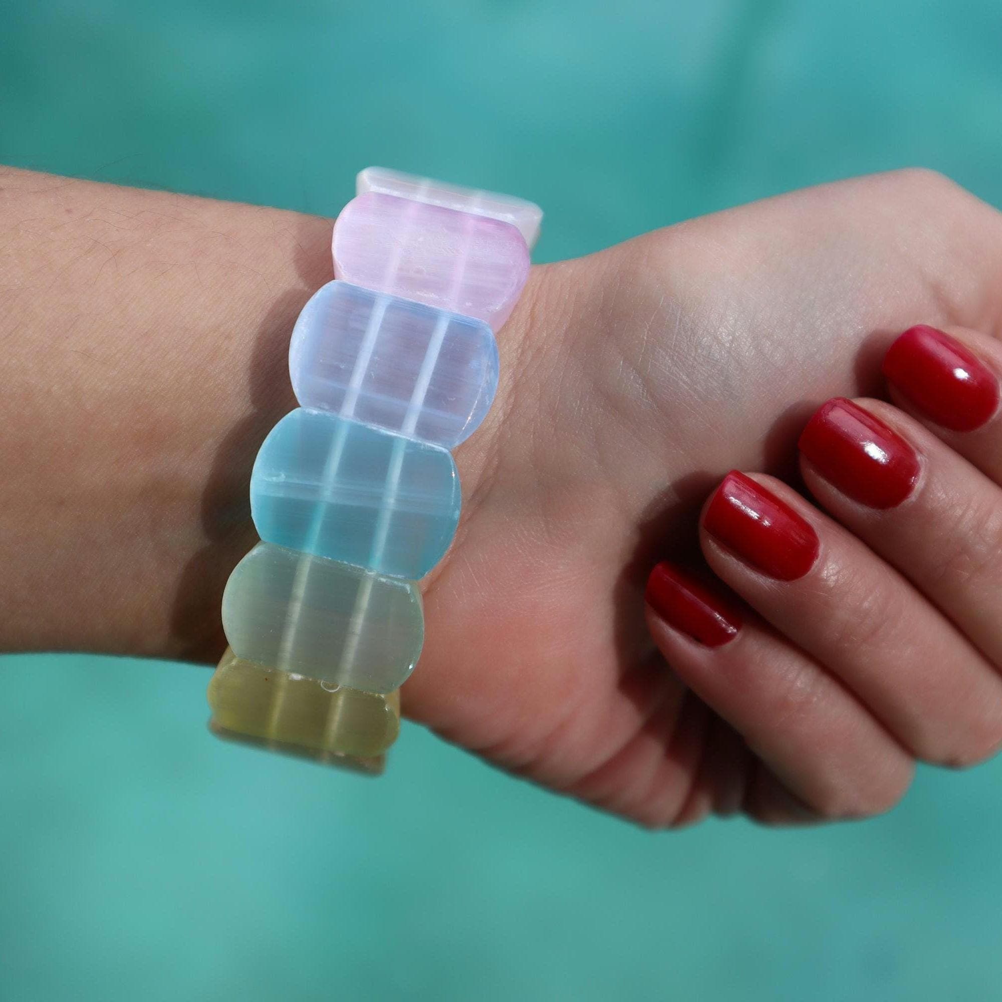 Multicolor Selenite Bracelet – Natural Rainbow Crystal Bead Bracelet, Minimalist Gemstone Jewelry - image 4