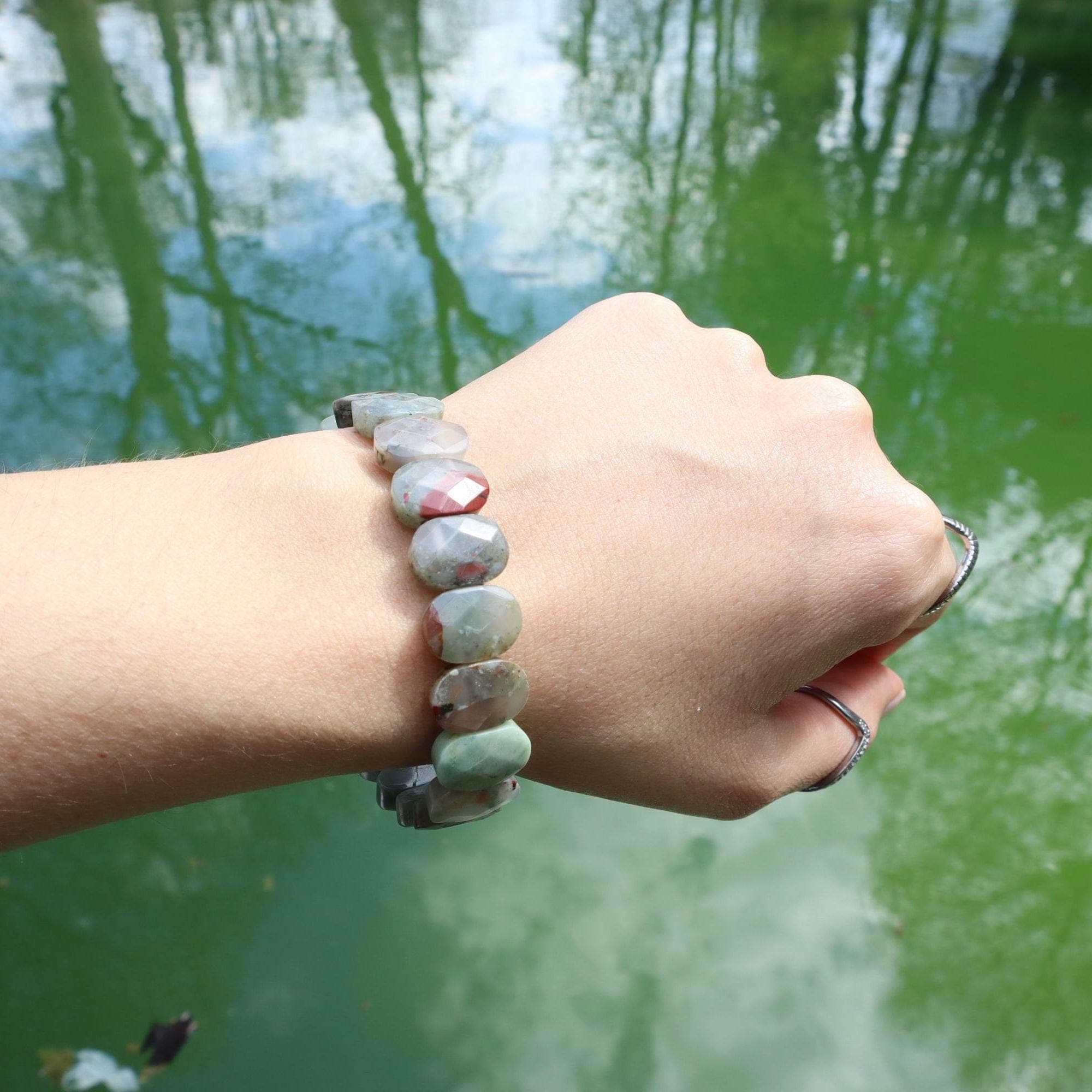 Natural Bloodstone Beaded Bracelet, Minimalist Gemstone Jewelry - image 4