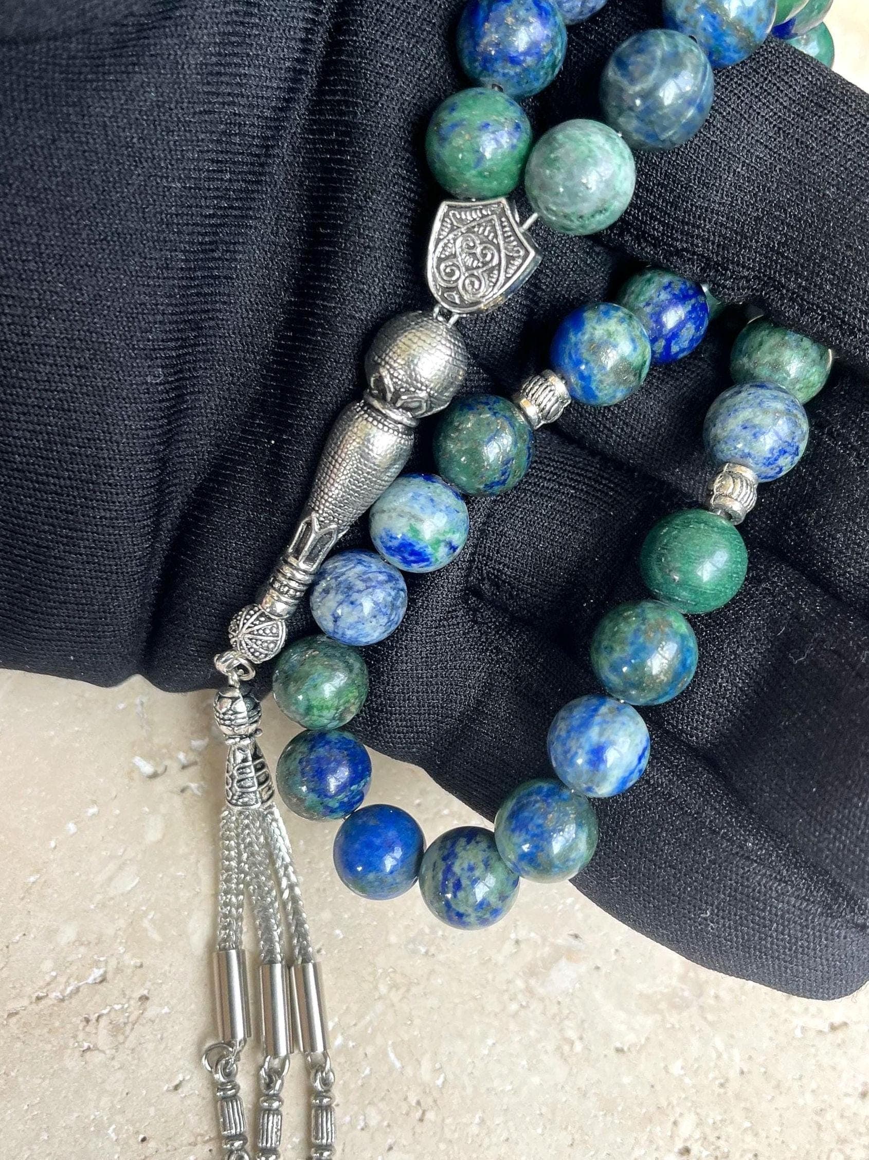 Blue Obsidian Islamic Prayer Beads | 33 Bead Gemstone Tasbih | Muslim Gift - image 4