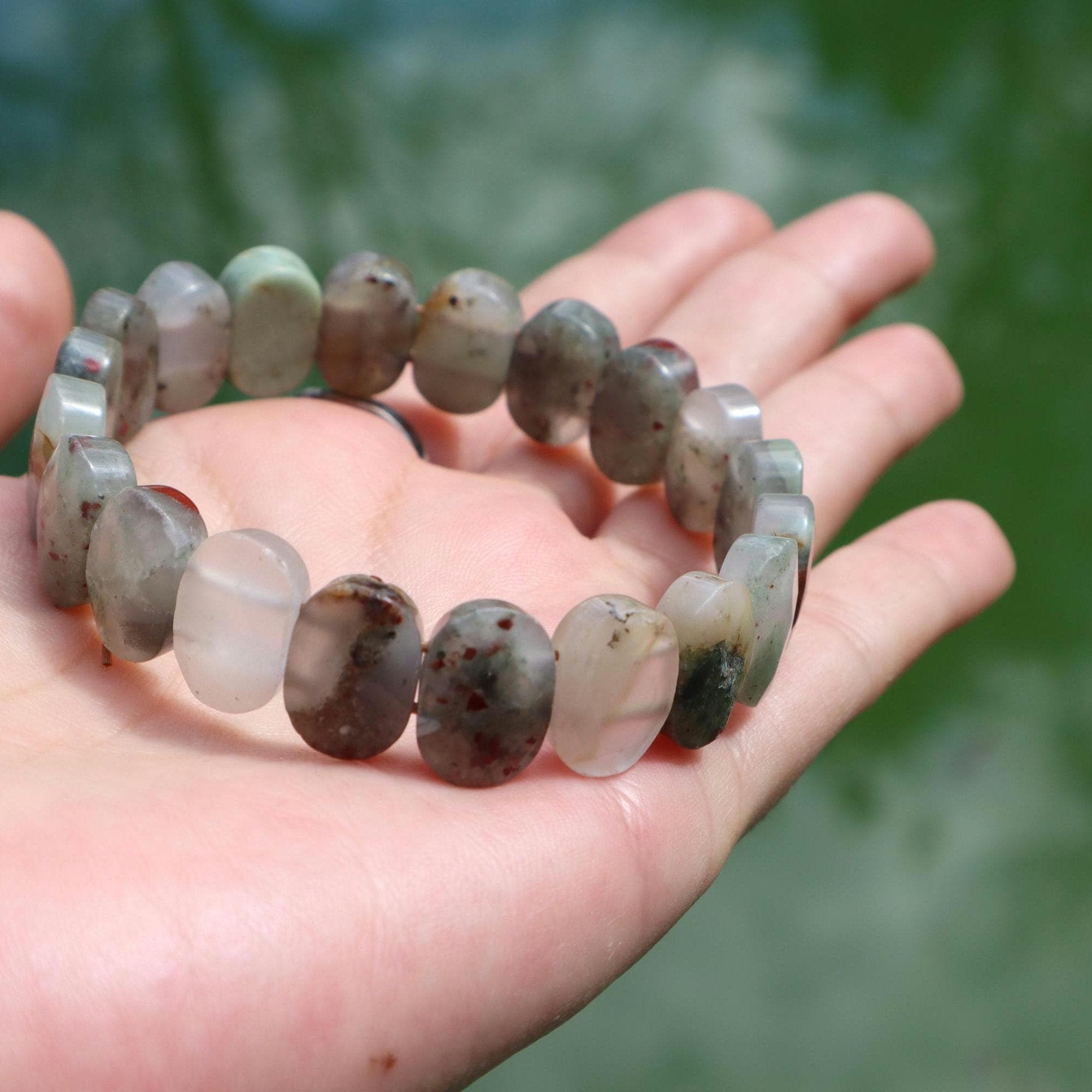 Natural Bloodstone Beaded Bracelet, Minimalist Gemstone Jewelry - image 3