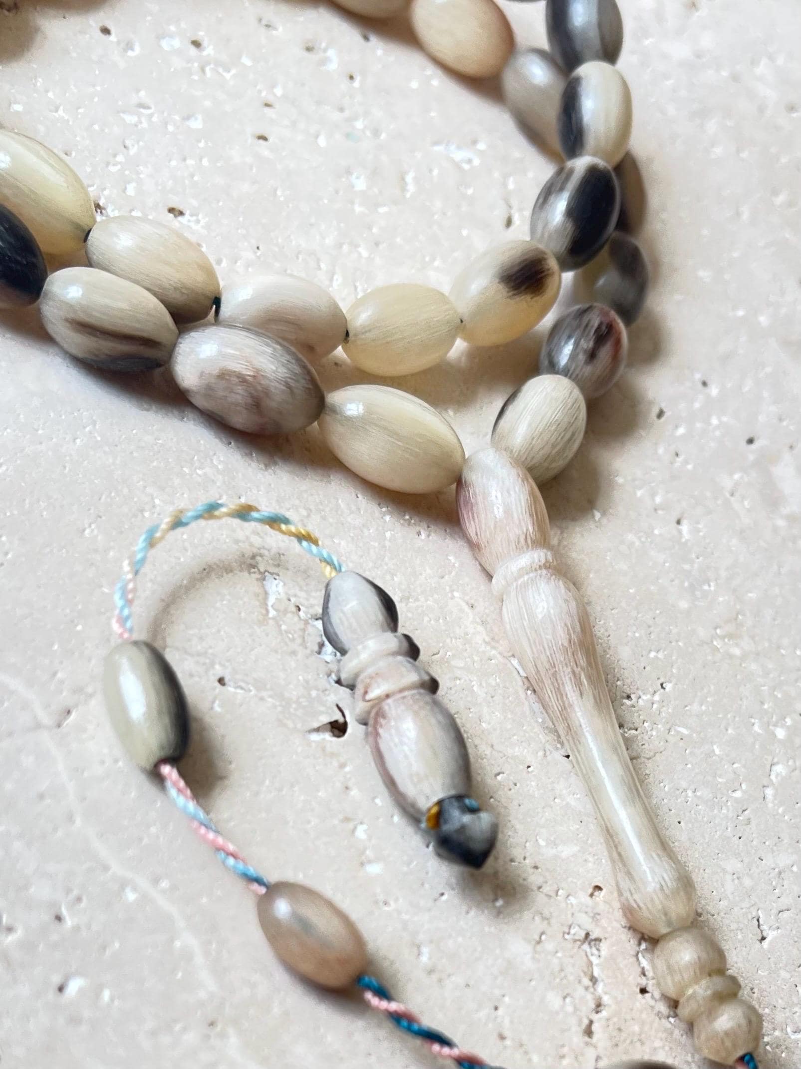 Handcrafted Ram Horn Islamic Prayer Beads | 33-Bead Tasbih, Eid Gift