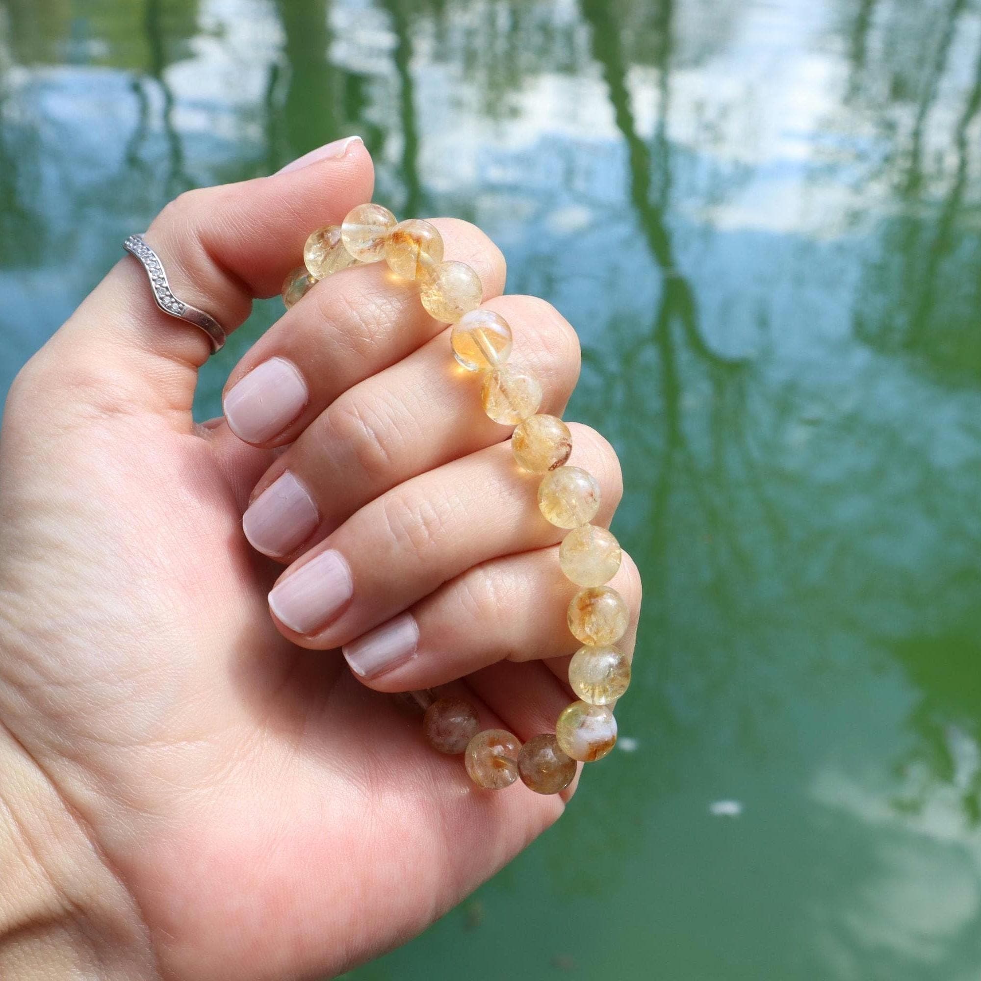 Natural Citrine Beaded Bracelet – Minimal Yellow Gemstone Jewelry