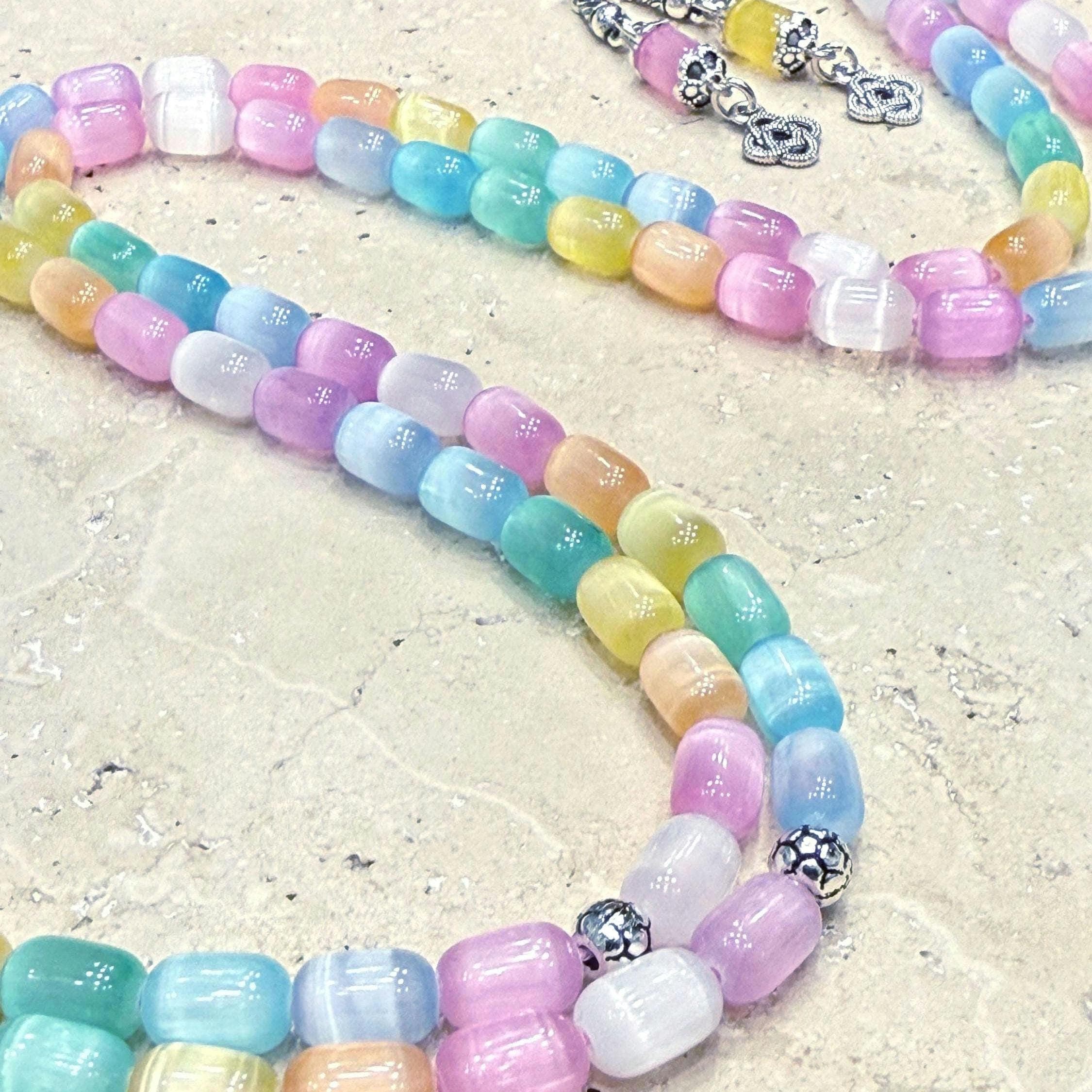 Selenite Islamic Prayer Beads: Multicolor Gemstone Tasbih | Agate - image 3