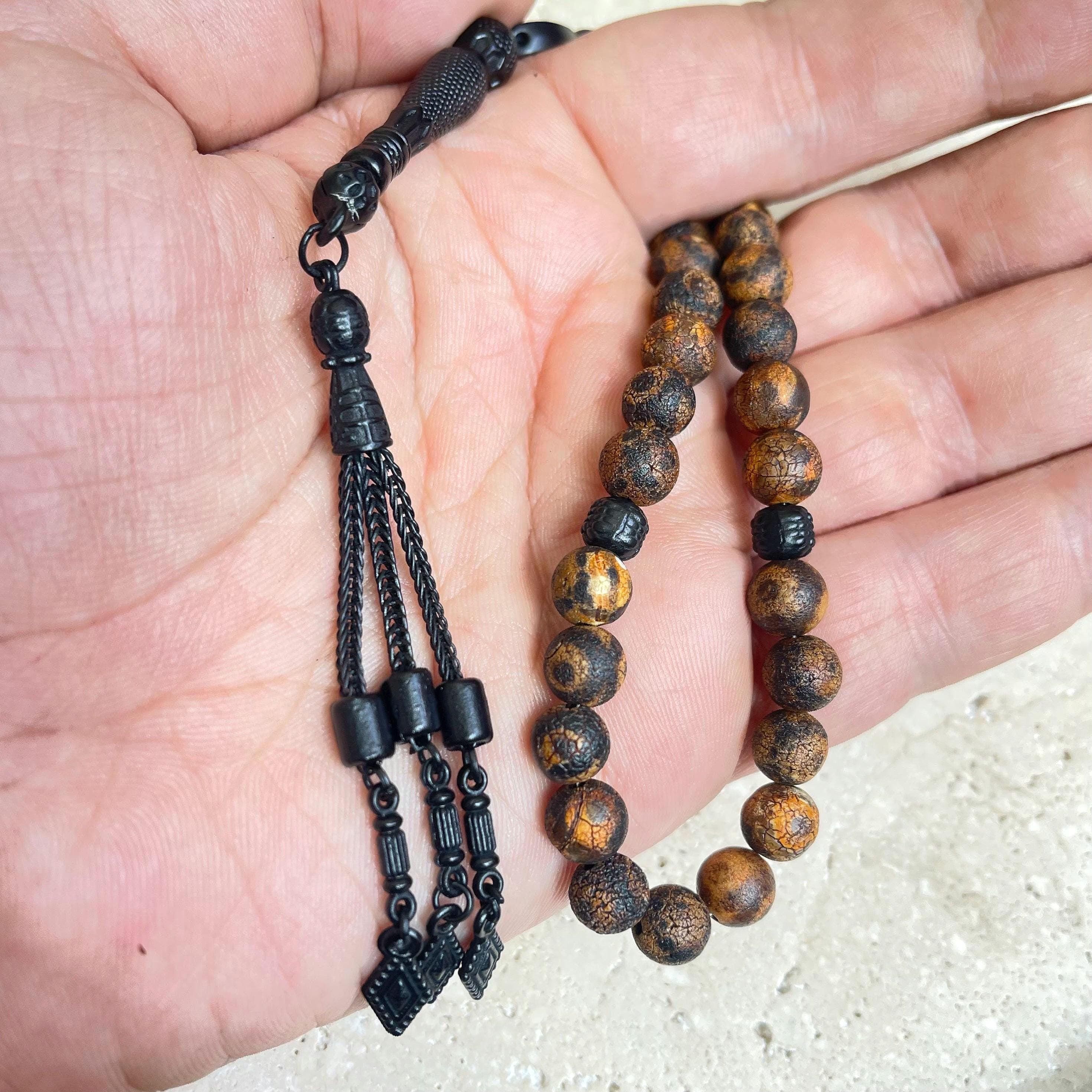 Tibet Agate Tasbih | Islamic Prayer Beads | 33 Bead Muslim Rosary | 8 mm - image 5