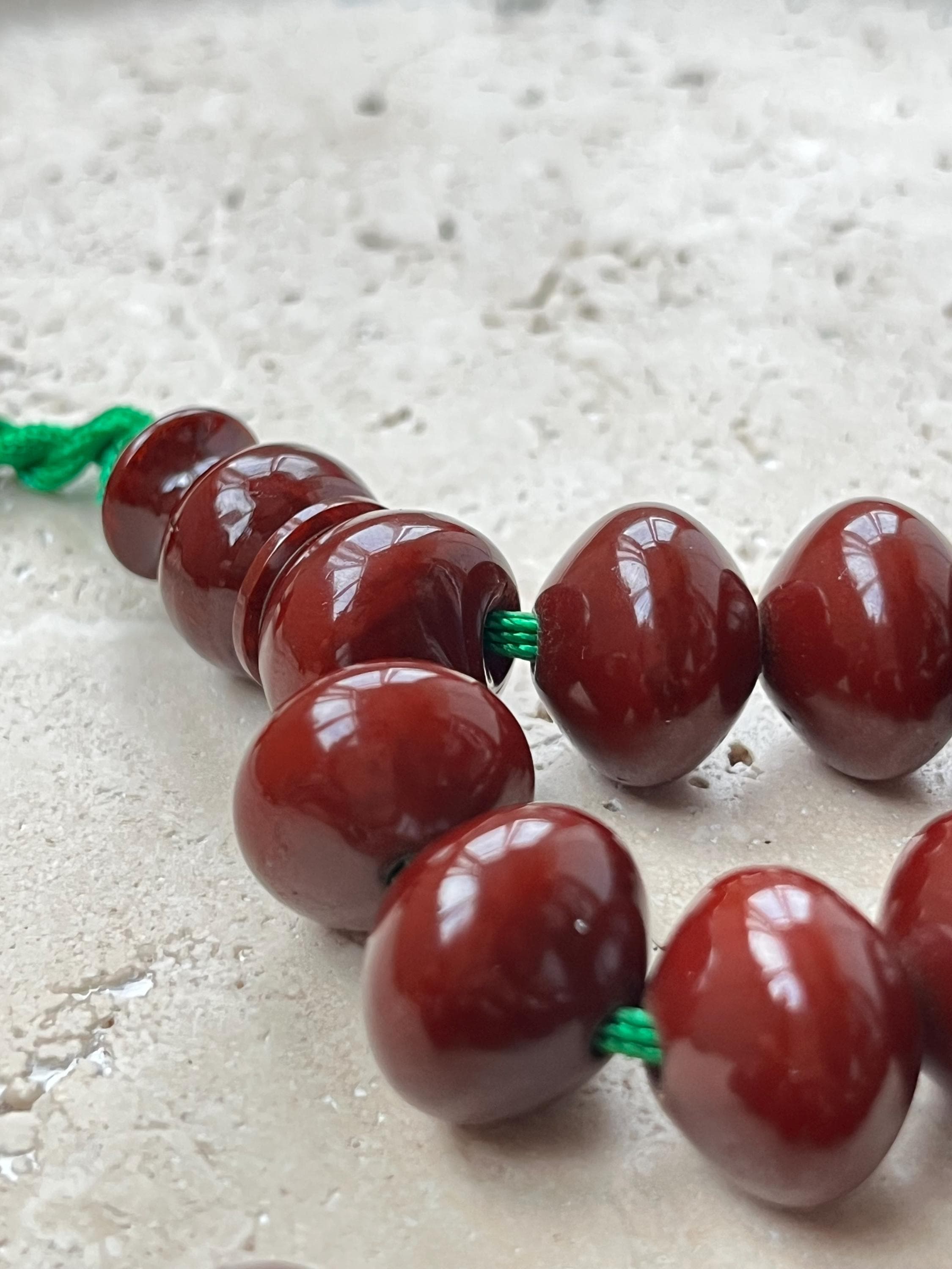 Handmade Pressed Amber Islamic Prayer Beads, 33 Tasbih - image 5