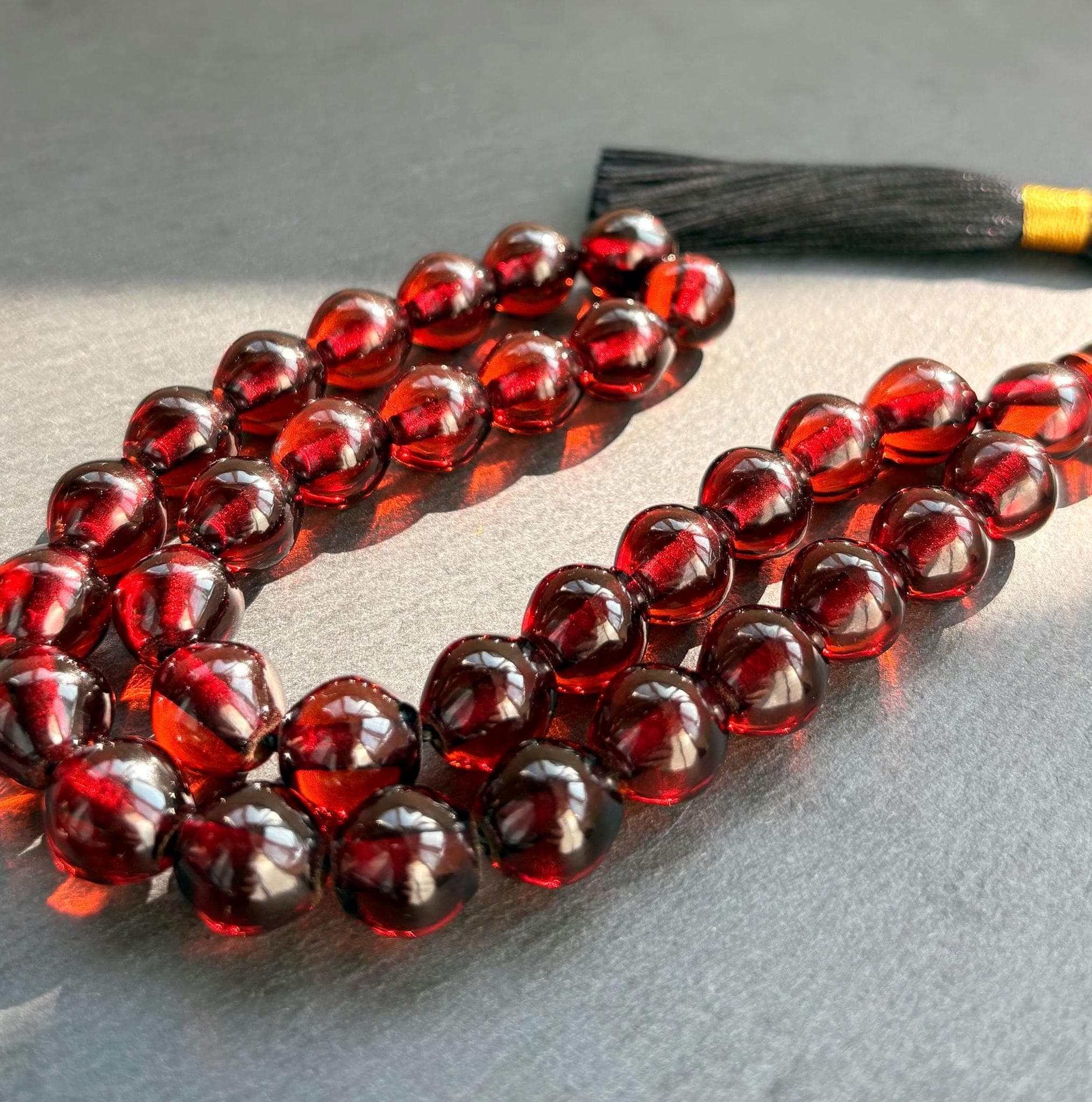 Pressed Amber Style Tasbih – 33 Resin Islamic Prayer Beads, Muslim Rosary - image 5