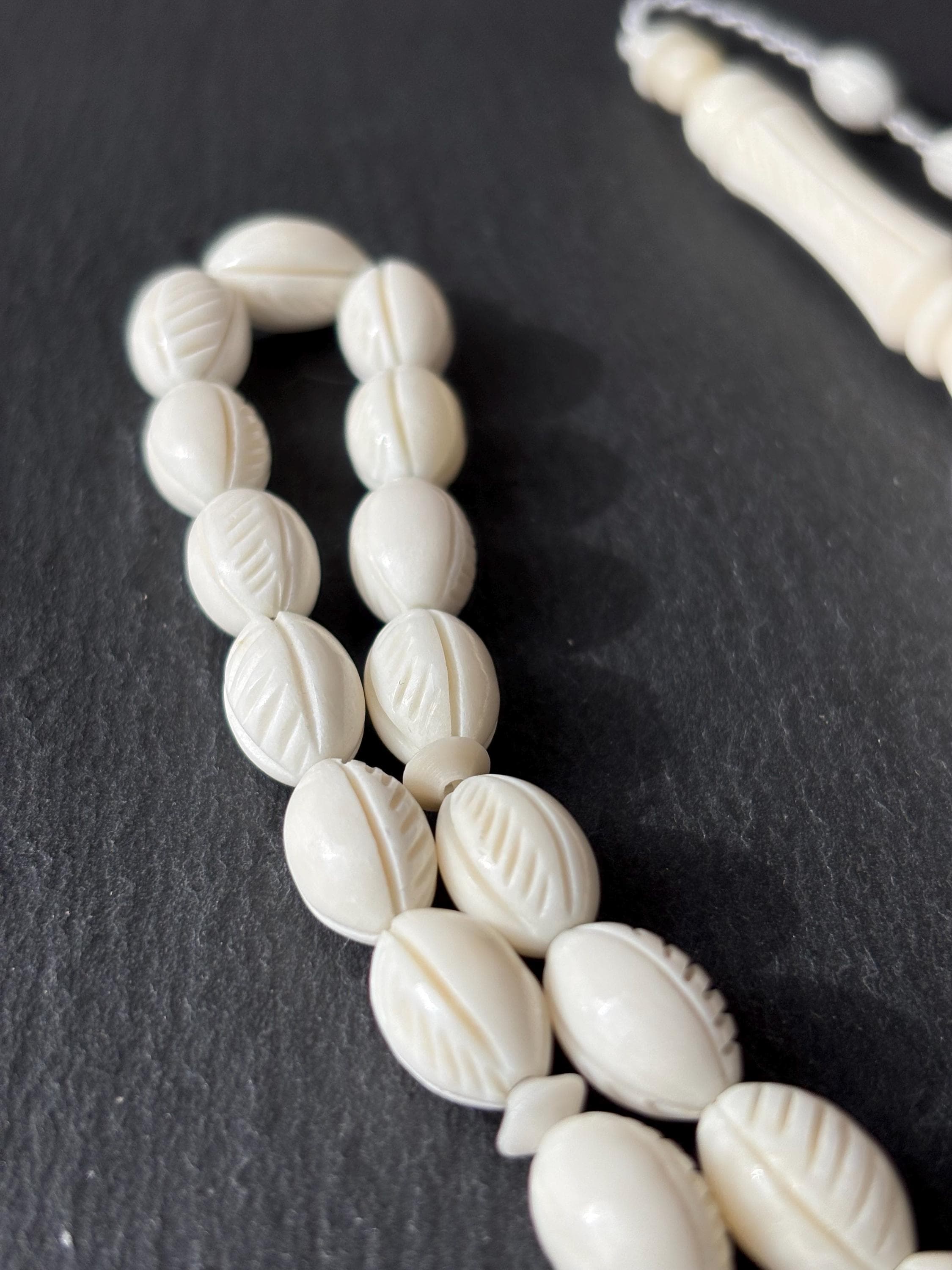 Handcrafted Carved Camel Bone Tasbih | Islamic Prayer Beads | 33 Bead Misbaha | Engraved Muslim Rosary - image 4