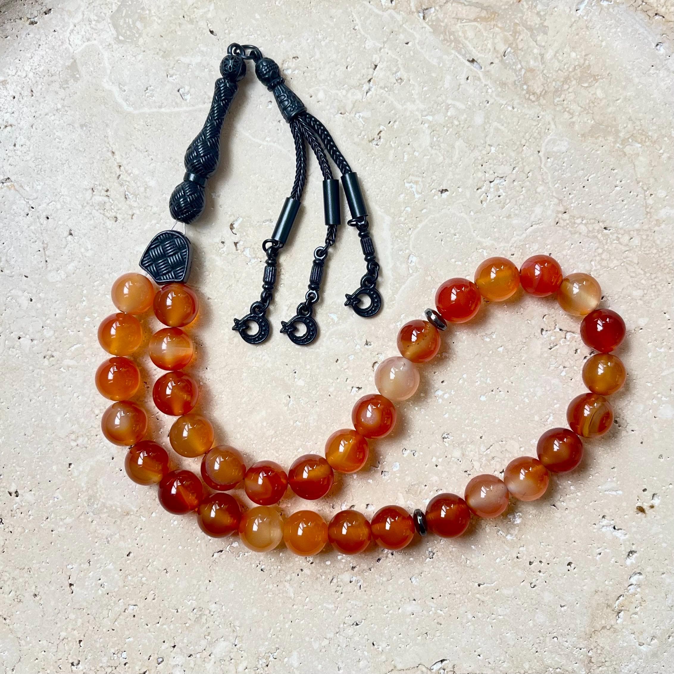 Red Agate Islamic Prayer Beads: 33-Bead Tasbeeh Rosary - image 3