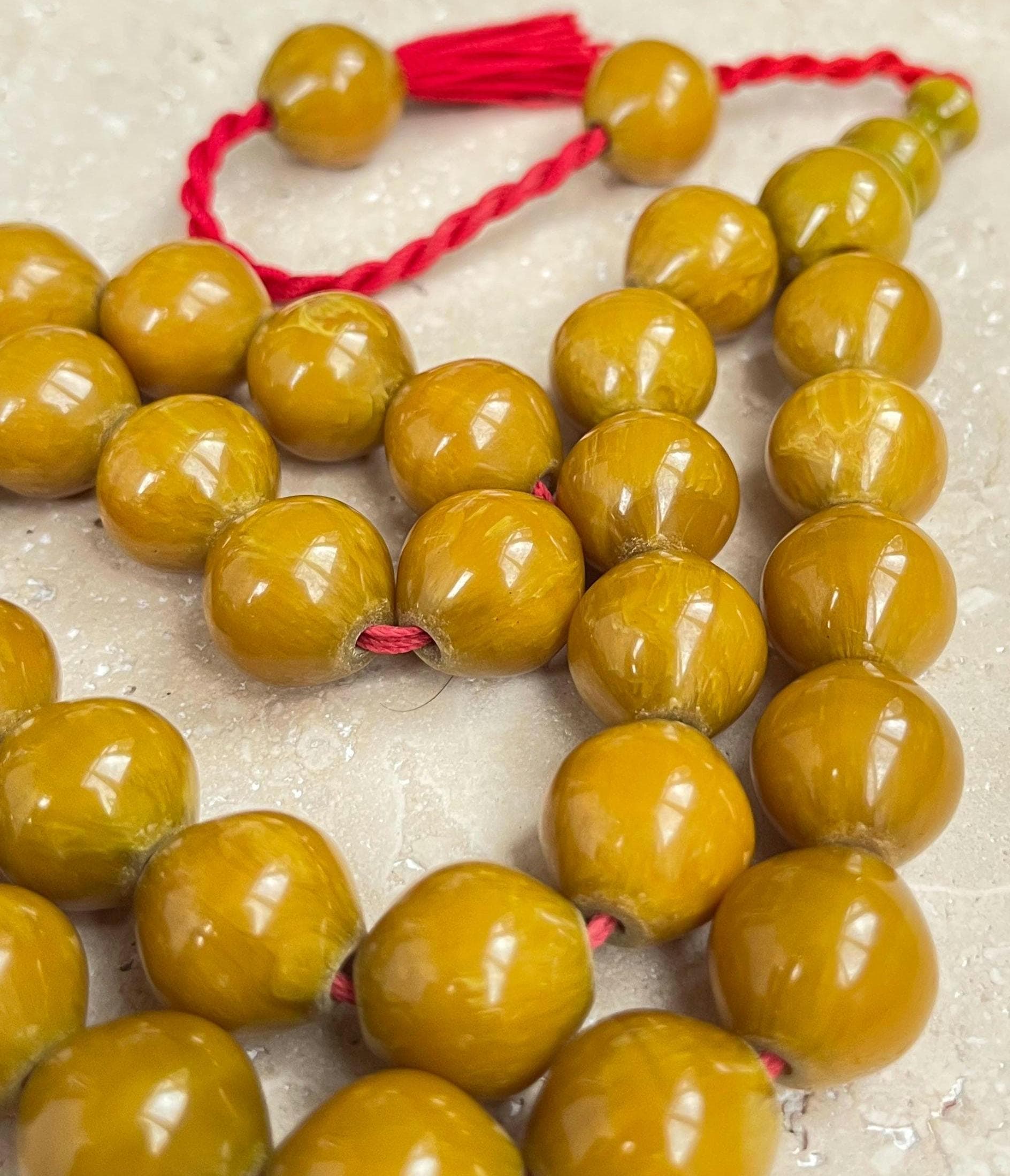 German Faturan Amber Islamic Prayer Beads – 33 Bead Tasbih | 14 mm - image 4