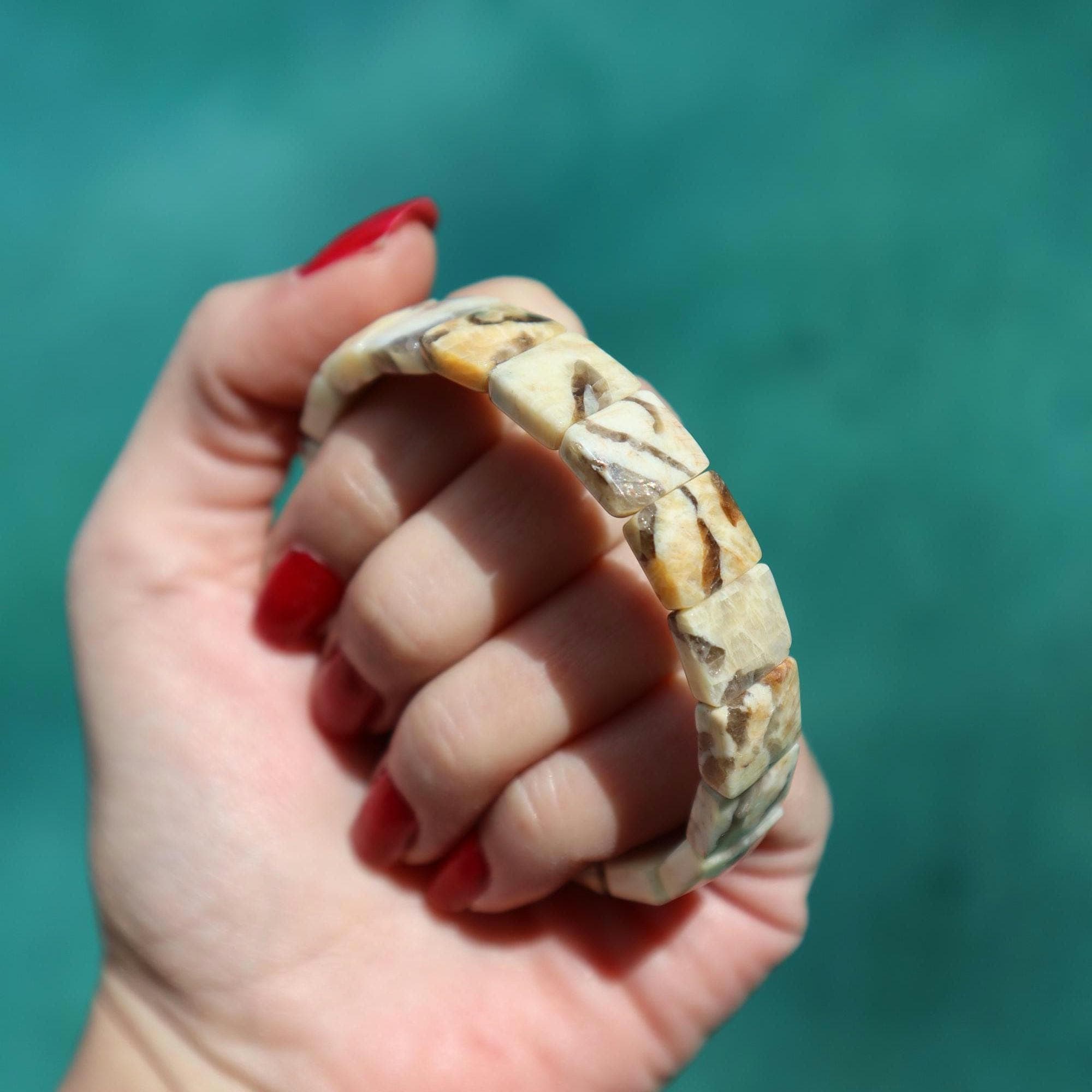 Champagne Moonstone Bracelet Natural Beige Gemstone Beaded Bracelet Minimal Jewelry - image 3