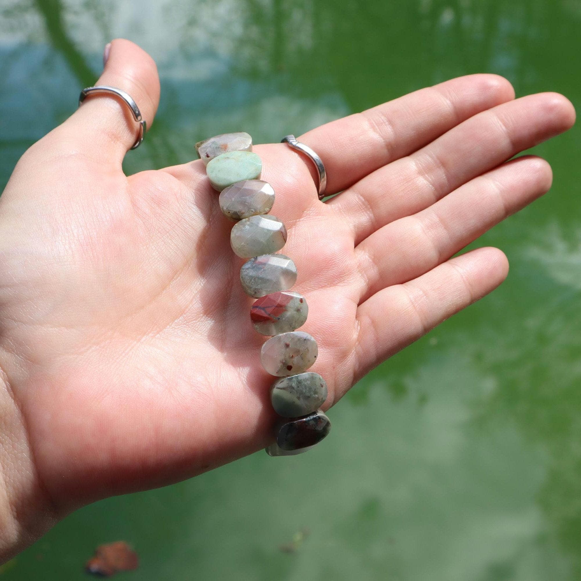 Natural Bloodstone Beaded Bracelet, Minimalist Gemstone Jewelry - image 5
