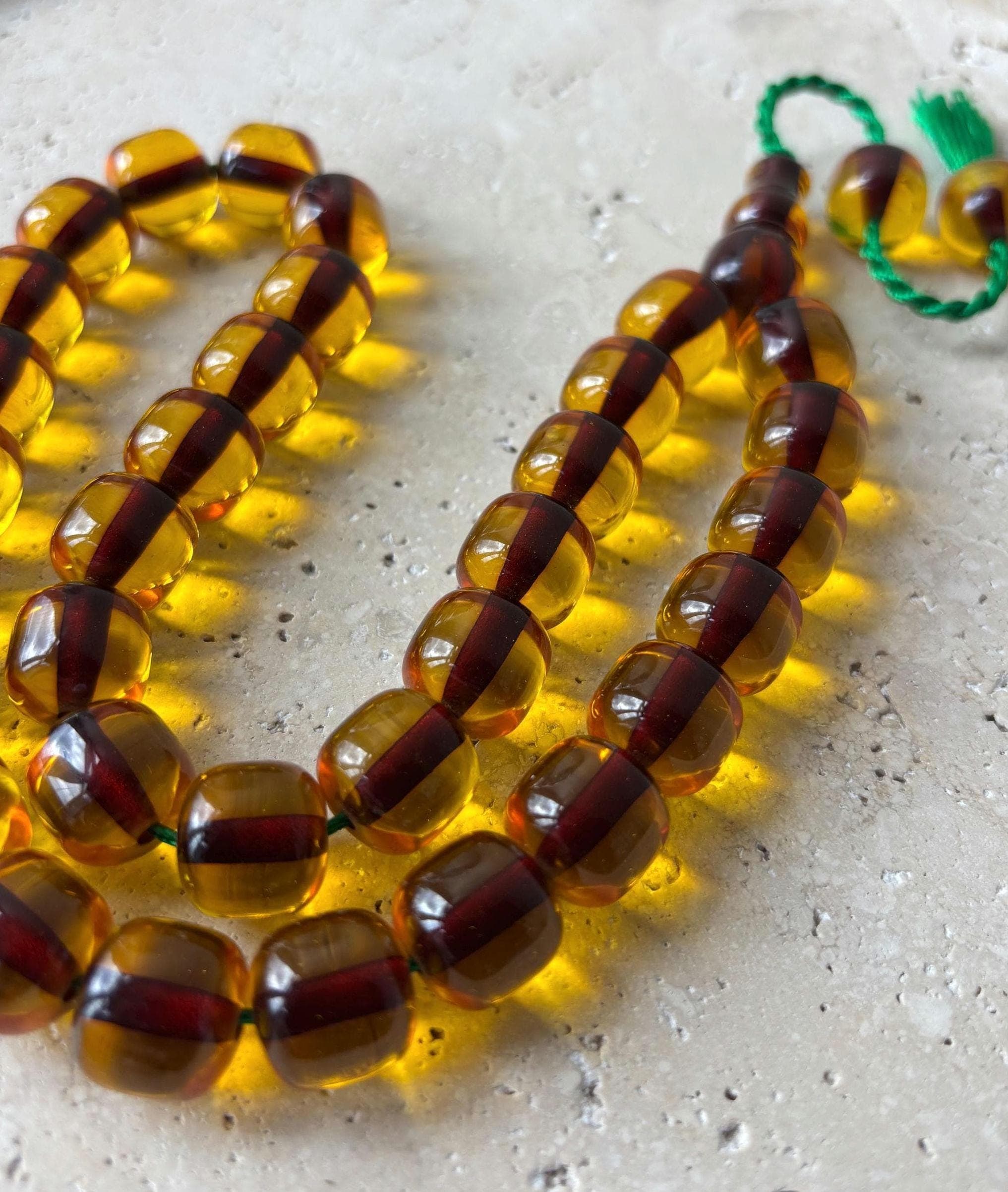Handmade German Amber Tasbih | 33-Bead Islamic Prayer Beads | Misbaha | Muslim Gift