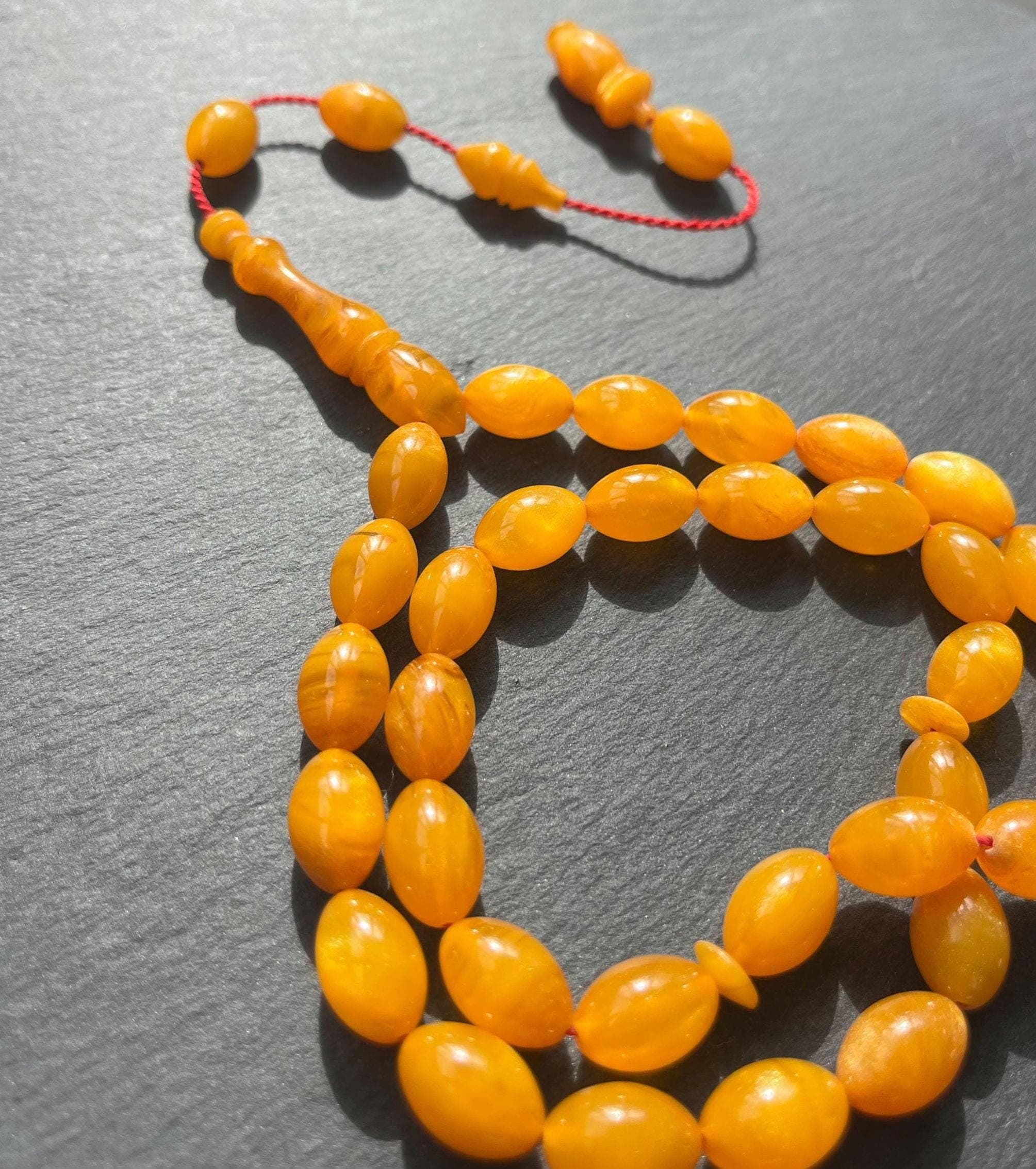 Handcrafted Pressed Amber Prayer Beads | Islamic Tasbih Misbaha Sibha | 33 Beads - image 4