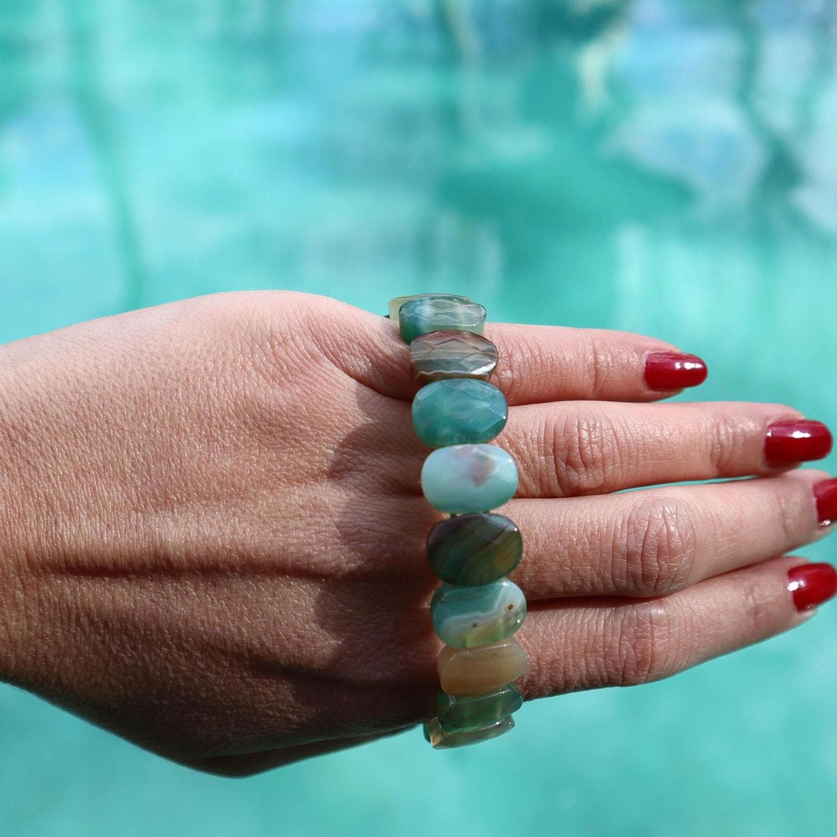 Natural Green Agate Bracelet Elegant Green Gemstone Beaded Jewelry - image 4