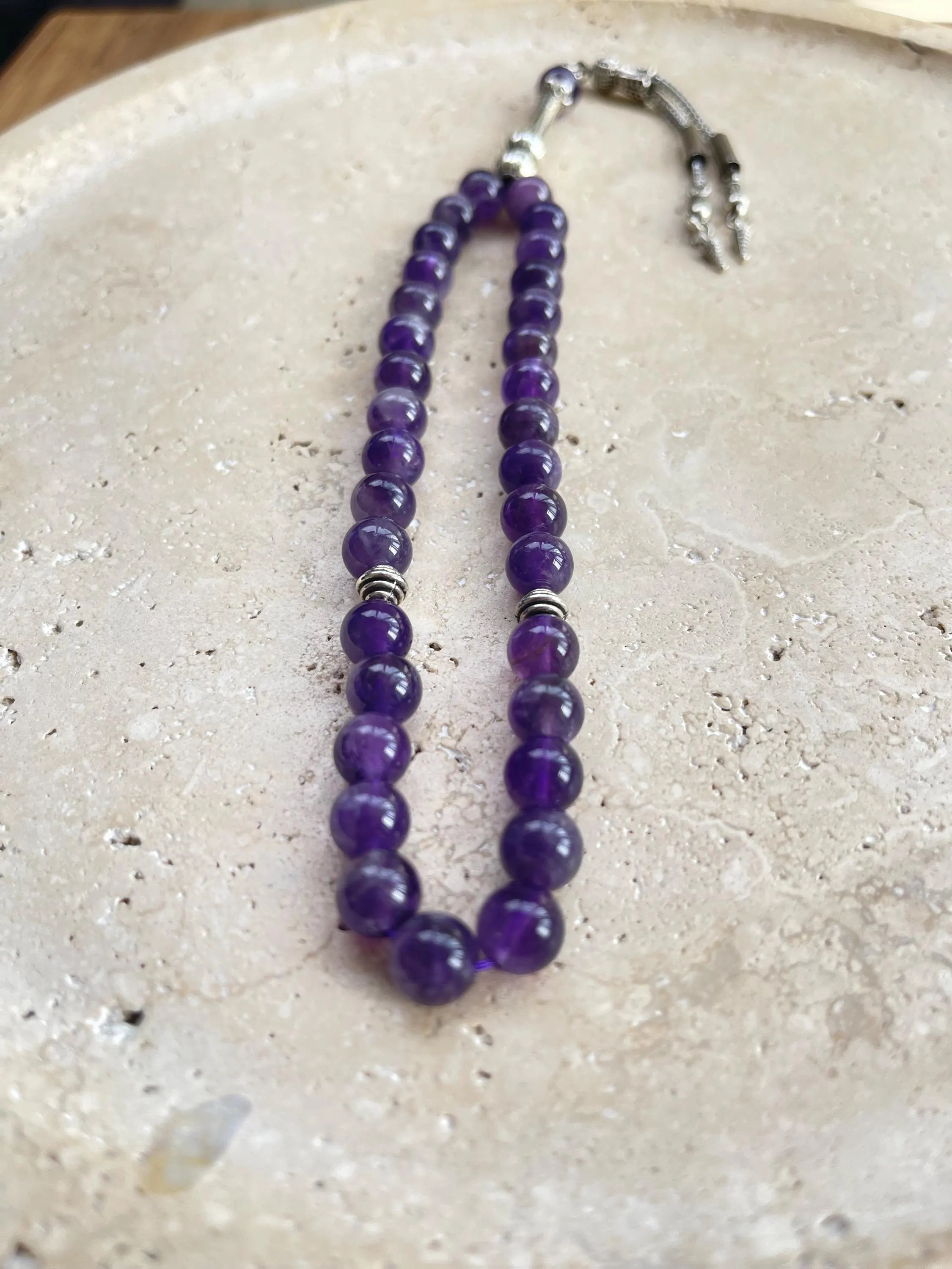 Amethyst Islamic Prayer Beads: 33-Bead Gemstone Tasbih, Muslim Gift - image 5