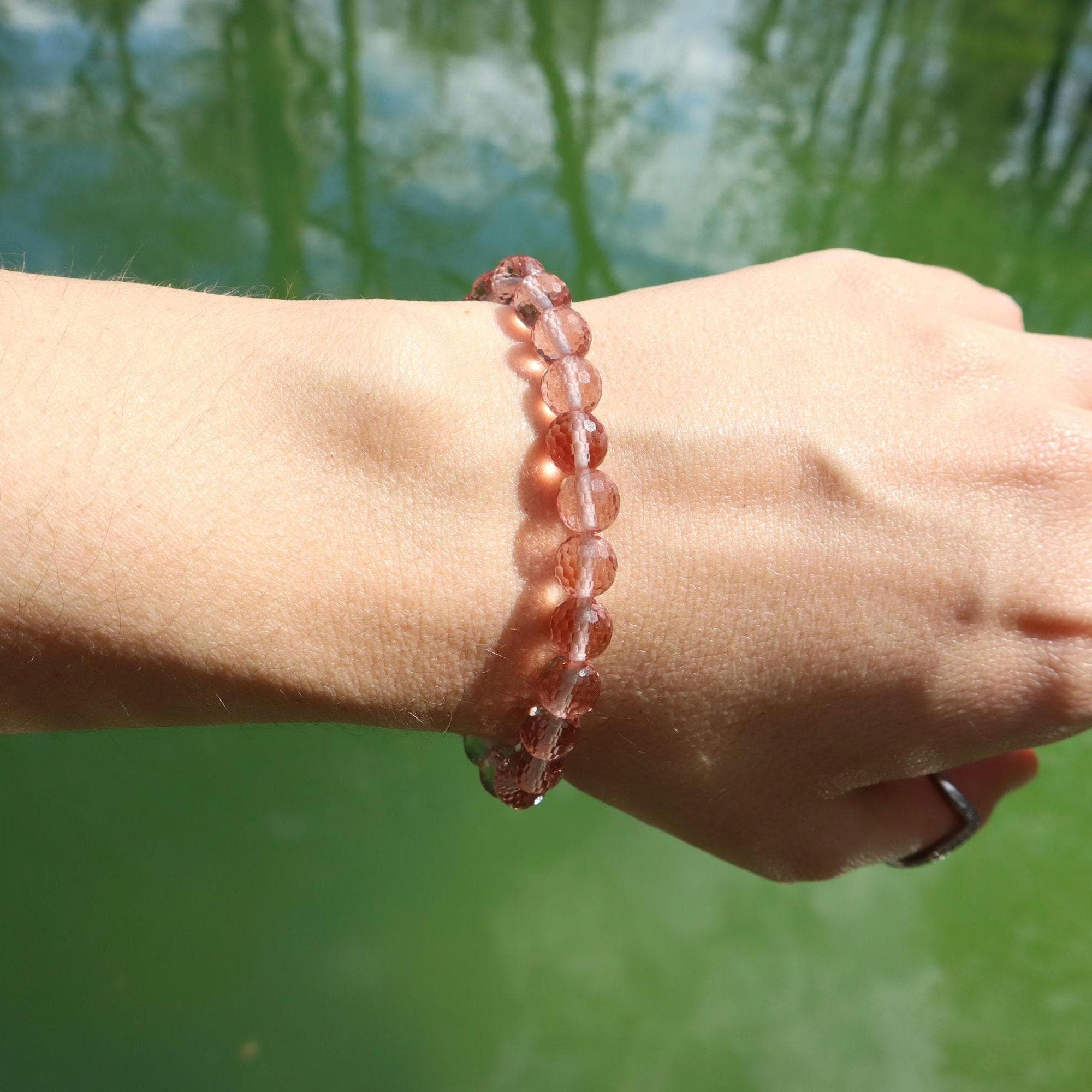 Color Changing Diaspore Bracelet, 7mm Gemstone Beaded Minimal Jewelry - image 4