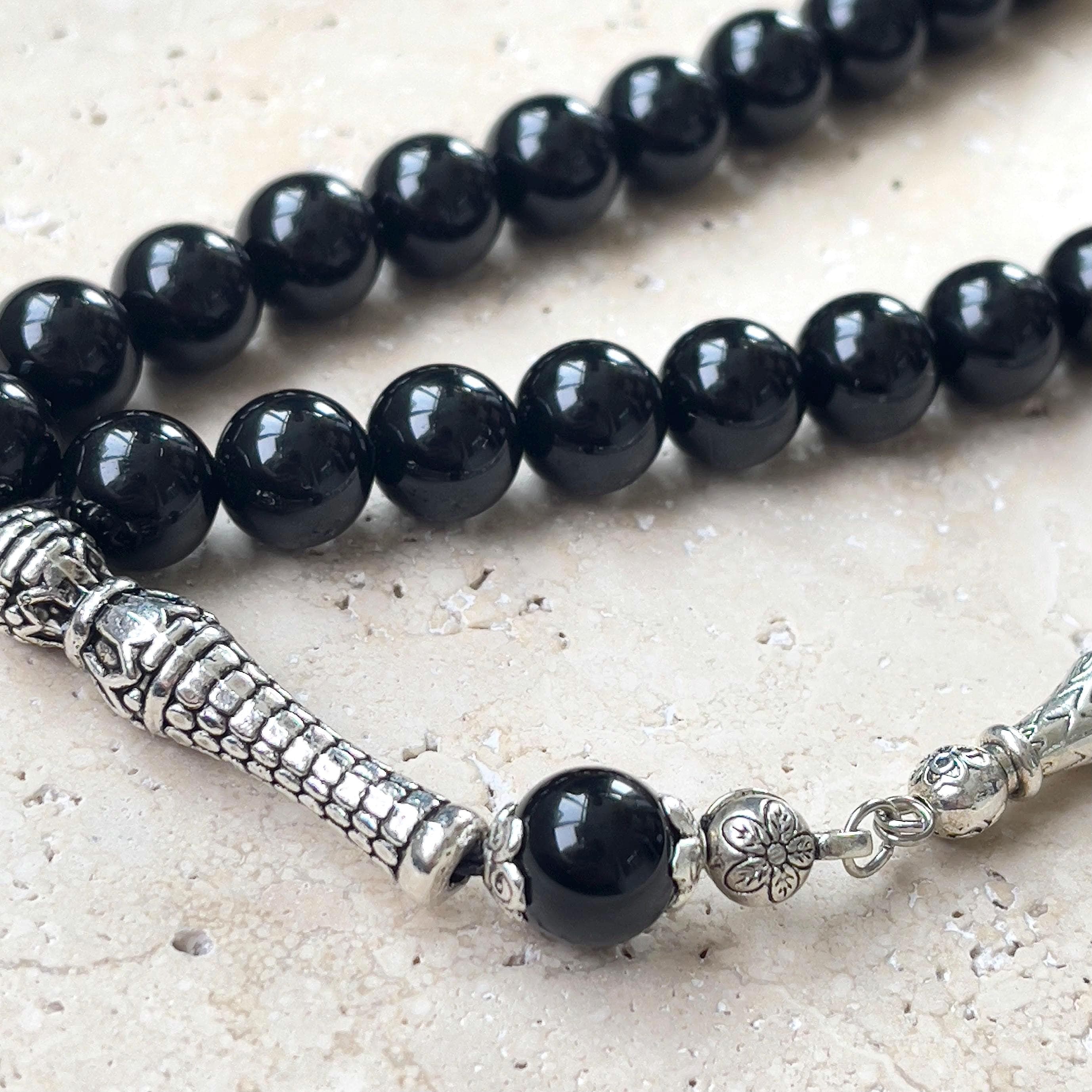 Black Onyx Islamic Prayer Beads: 33-Bead Gemstone Tasbih | 10 mm - image 4