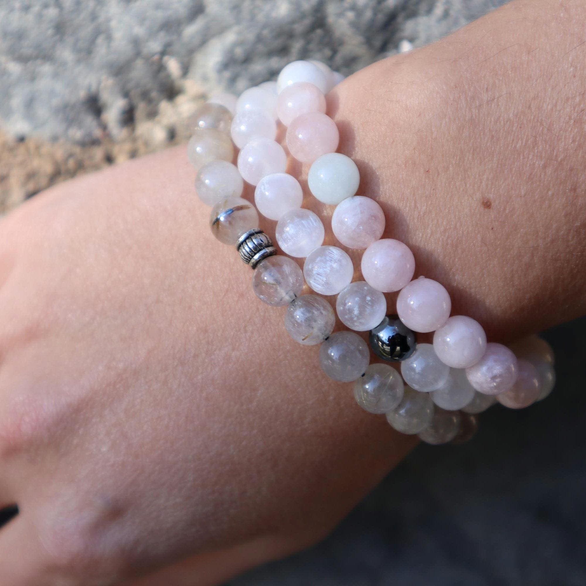 Morganite Bracelet Natural Pink Gemstone Beaded Bracelet Elegant Jewelry - 8 mm - image 4