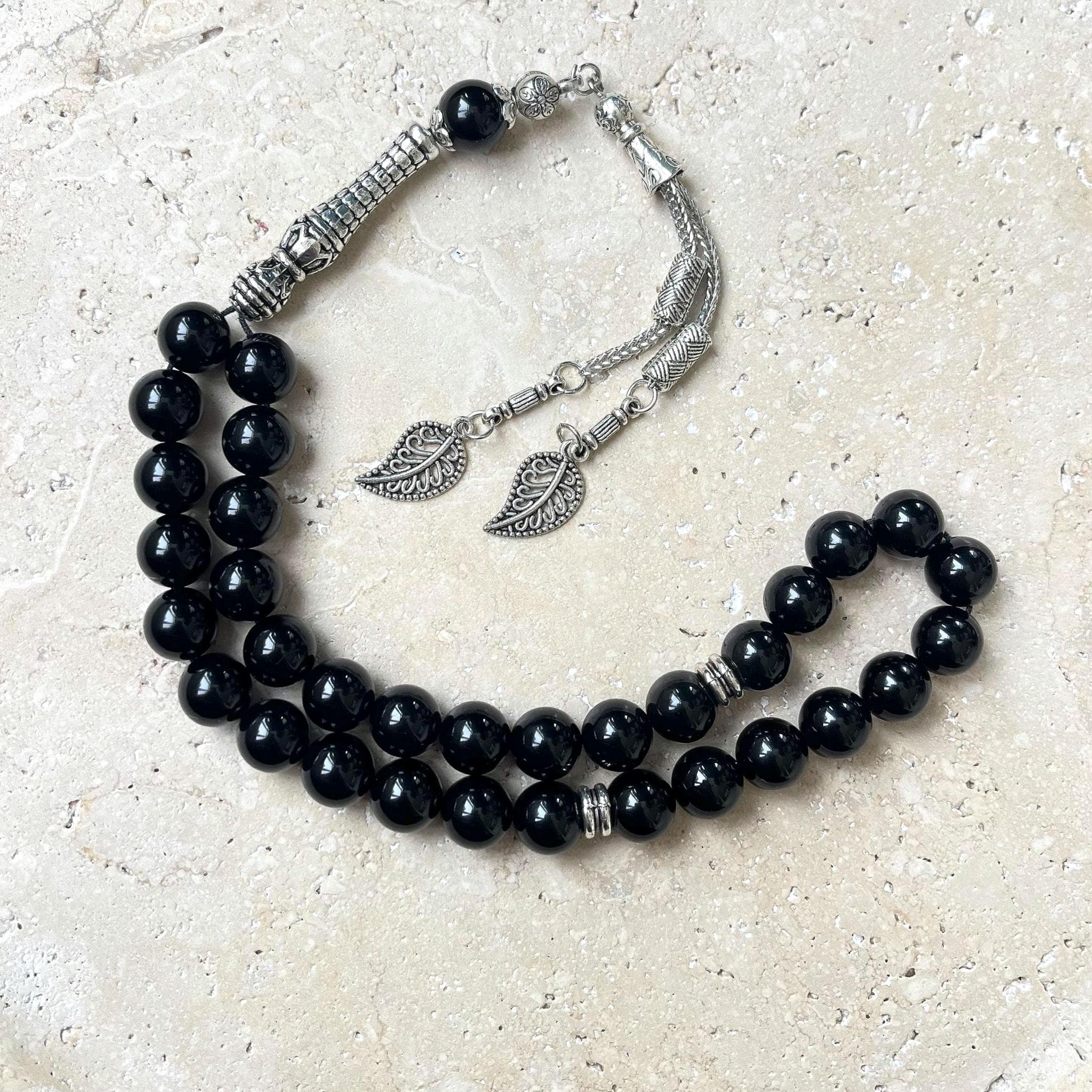 Black Onyx Islamic Prayer Beads: 33-Bead Gemstone Tasbih - image 4