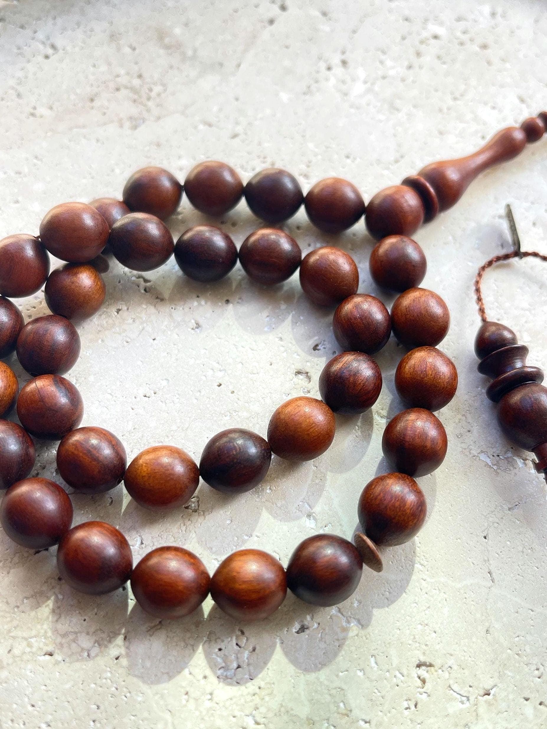 Snakewood Tasbih 33 Beads | Handmade Wooden Misbaha | 10mm Natural Prayer Beads | Islamic Gift