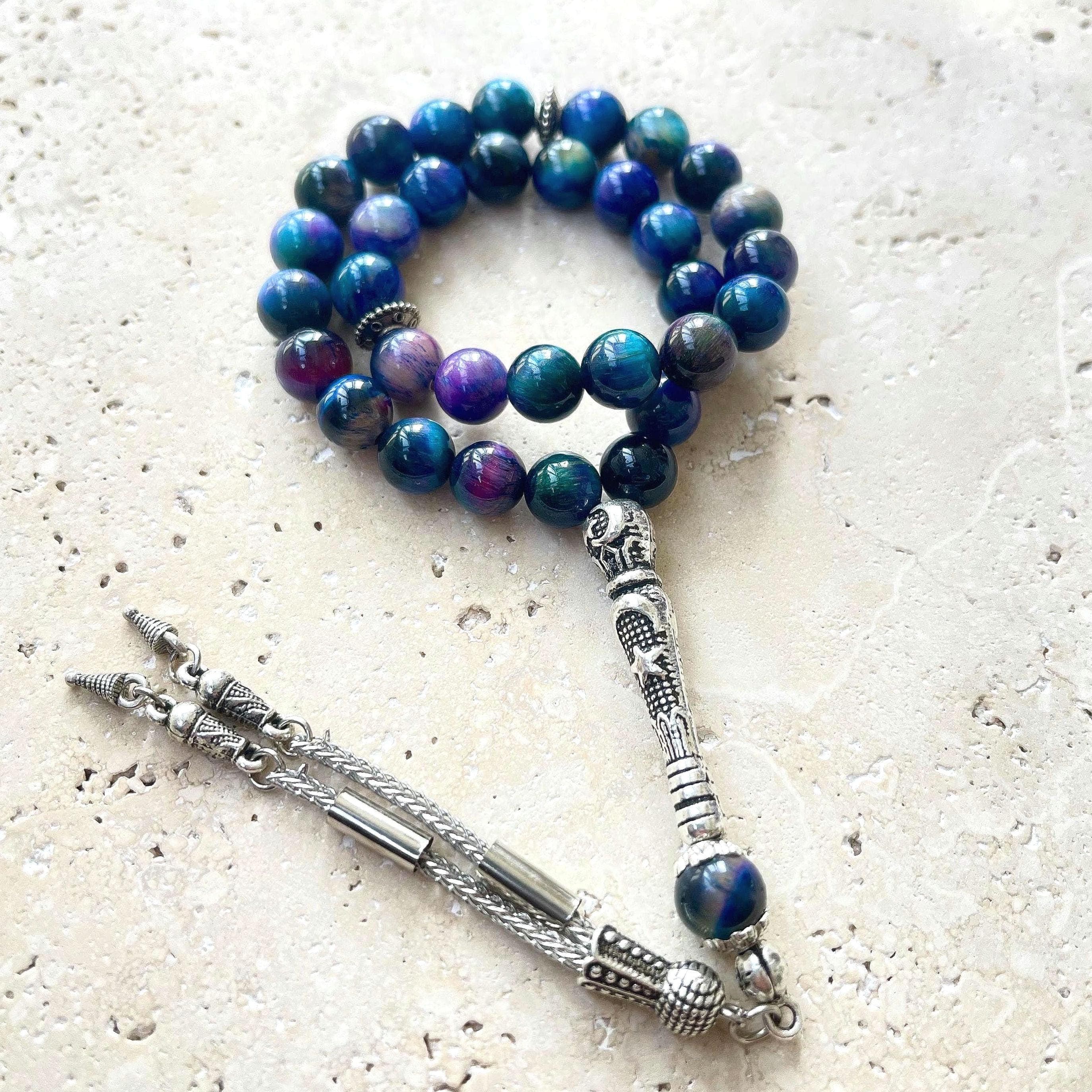 Purple Tiger Eye Tasbih | Islamic Prayer Beads | 33 Bead Misbaha - image 3