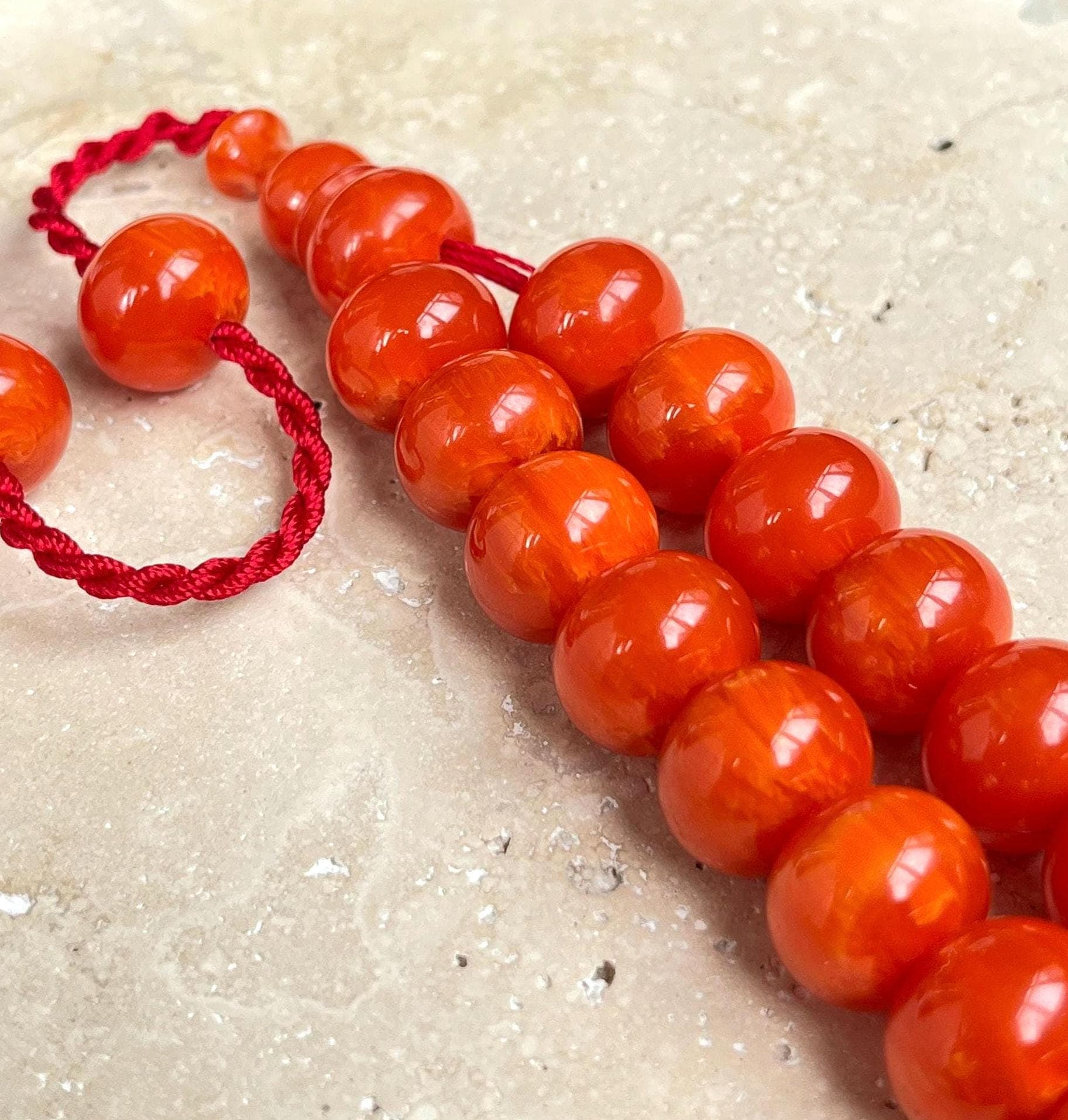 Pressed Amber Islamic Prayer Beads 33 Beads | Faturan Tasbih Misbaha Sibha | Muslim Gift