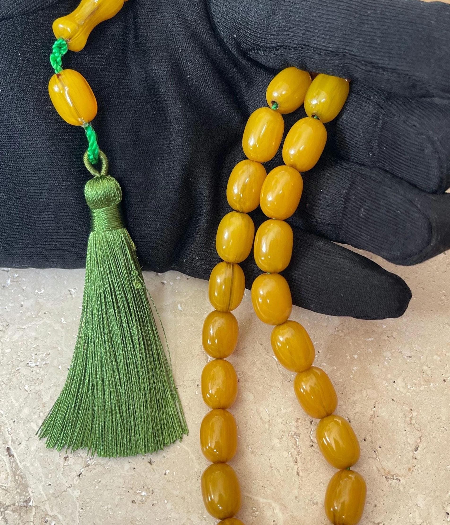 33 Bead Pressed Amber Tasbih | Handcrafted Islamic Prayer Beads | Misbaha - image 3