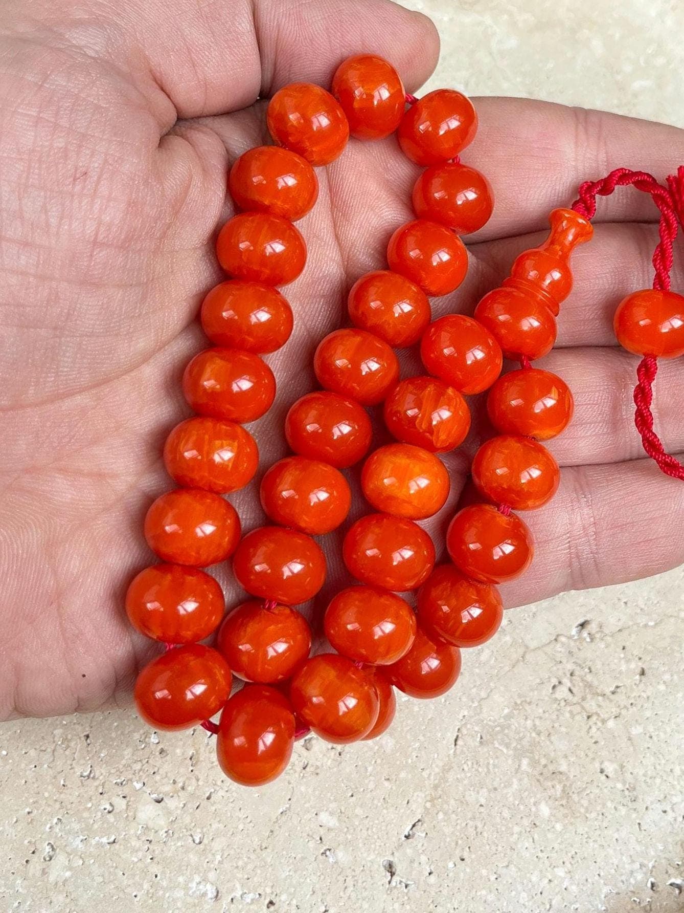 Pressed Amber Islamic Prayer Beads 33 Beads | Faturan Tasbih Misbaha Sibha | Muslim Gift - image 5