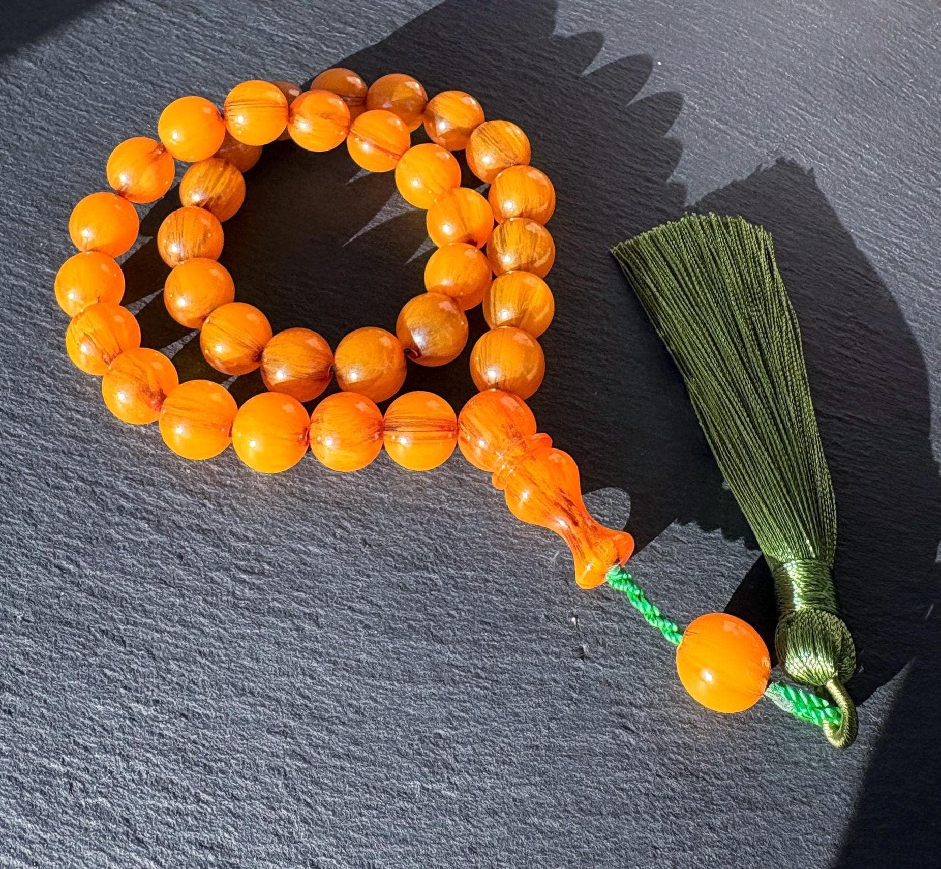 Yellow Pressed Amber Tasbih | 33 Bead Islamic Prayer Beads | Misbaha - image 4