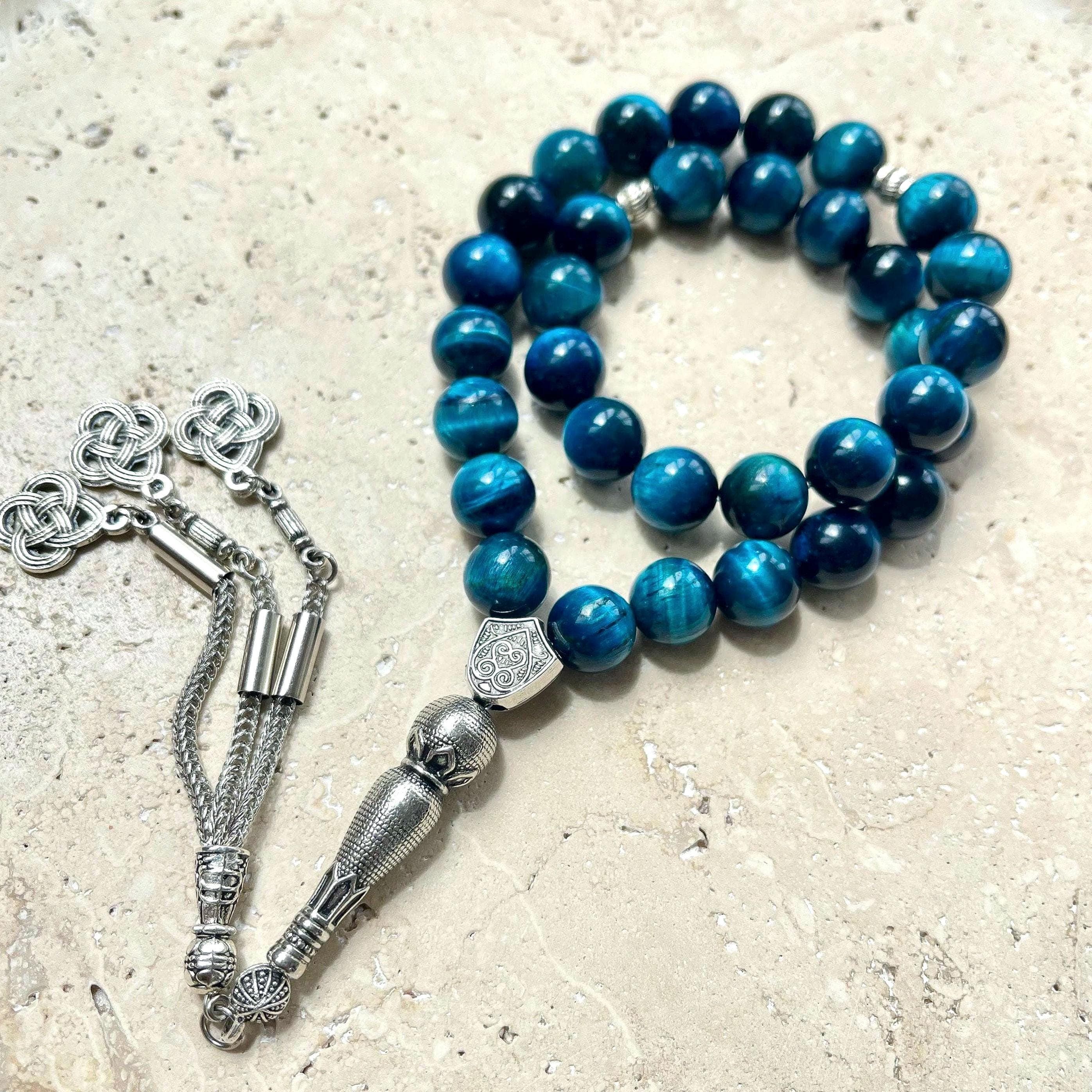 Blue Tiger Eye Islamic Prayer Beads – 33-Bead Gemstone Tasbih | Misbaha | Sibha - image 5