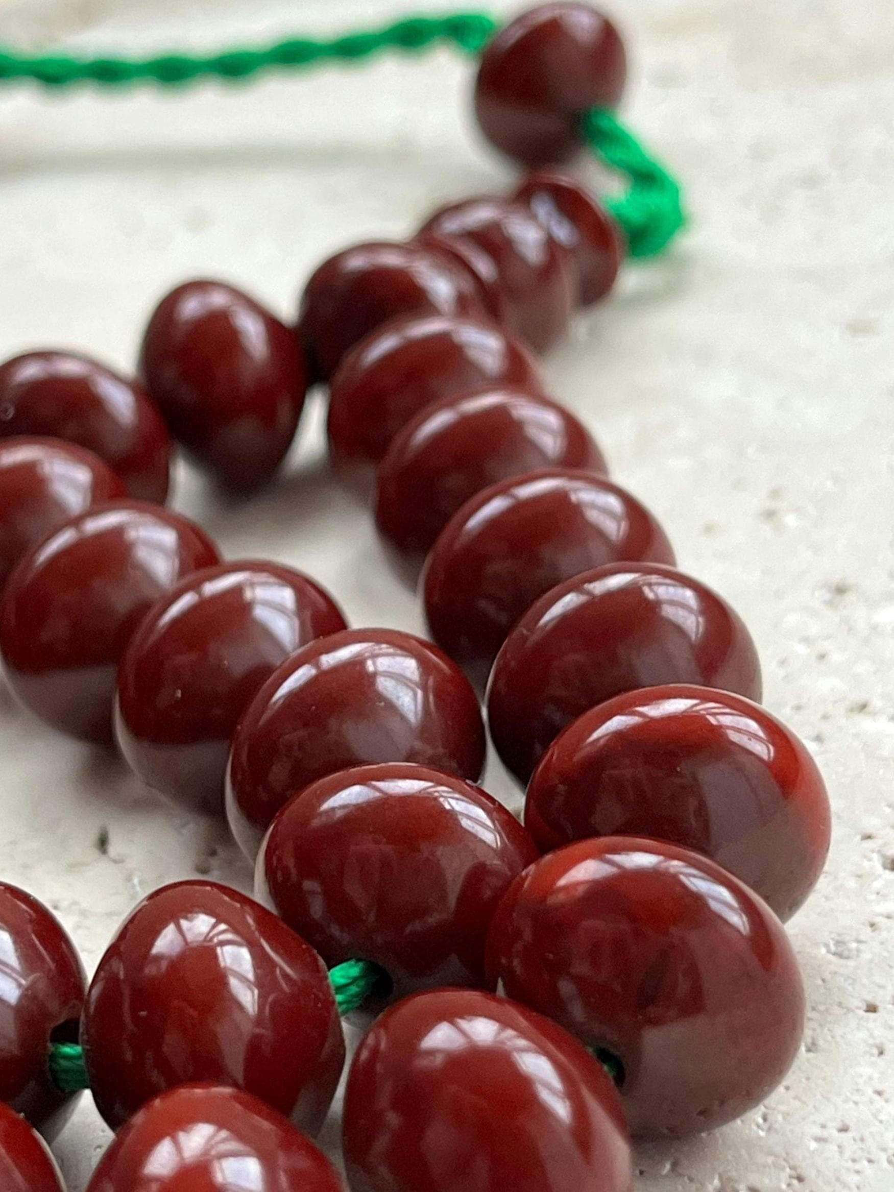 Handmade Pressed Amber Islamic Prayer Beads, 33 Tasbih - image 4
