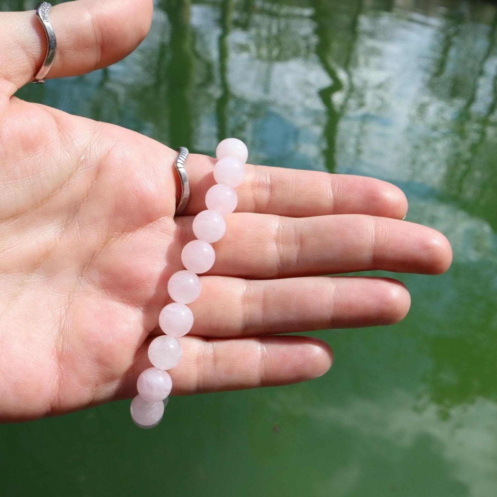 Natural Rose Quartz Beaded Bracelet, 8mm Gemstone, Minimalist Handmade Jewelry - image 5