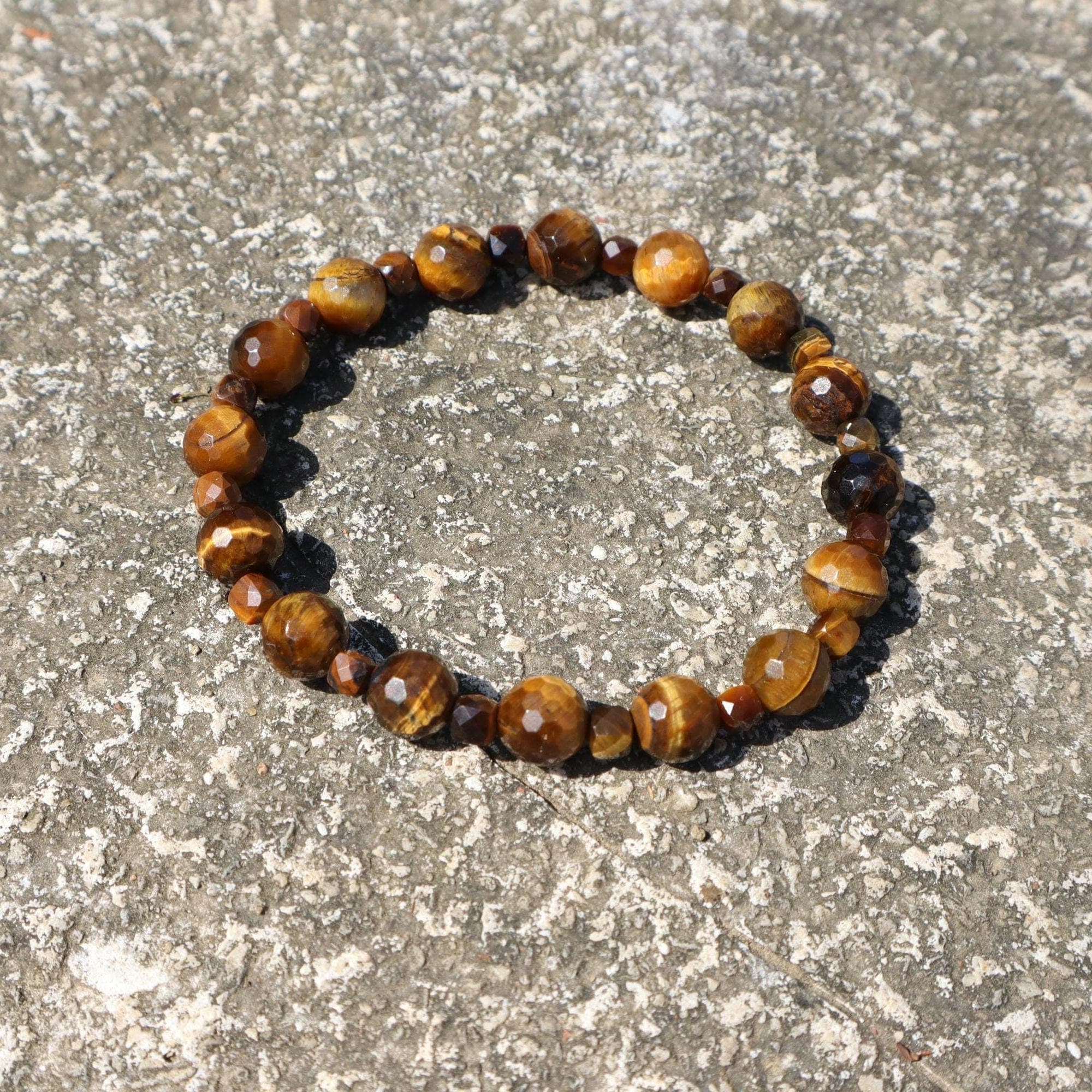 Natural Tiger Eye Beaded Bracelet 8 mm Gemstone Minimalist Handmade Jewelry - image 4
