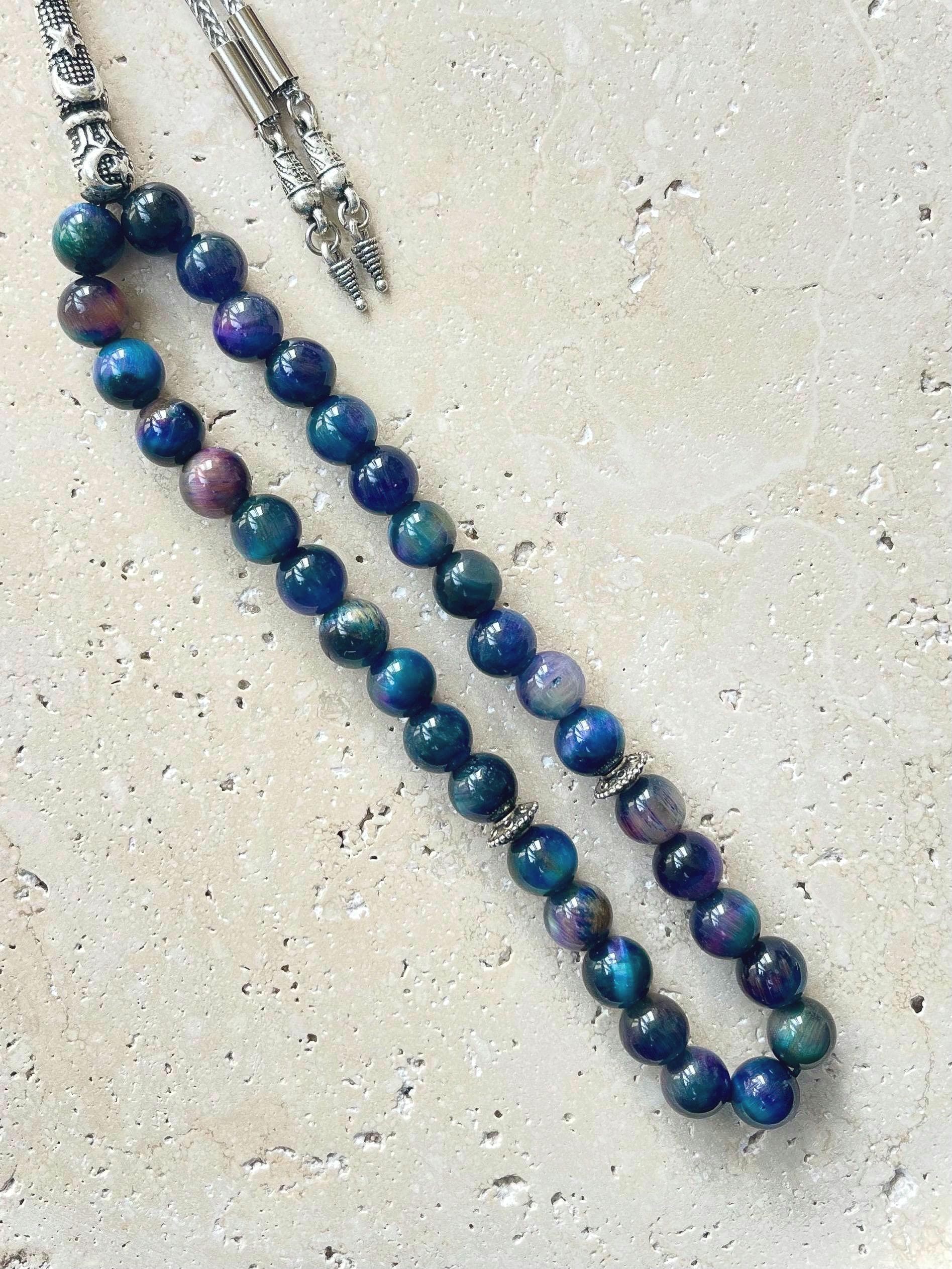 Purple Tiger Eye Tasbih | Islamic Prayer Beads | 33 Bead Misbaha - image 5