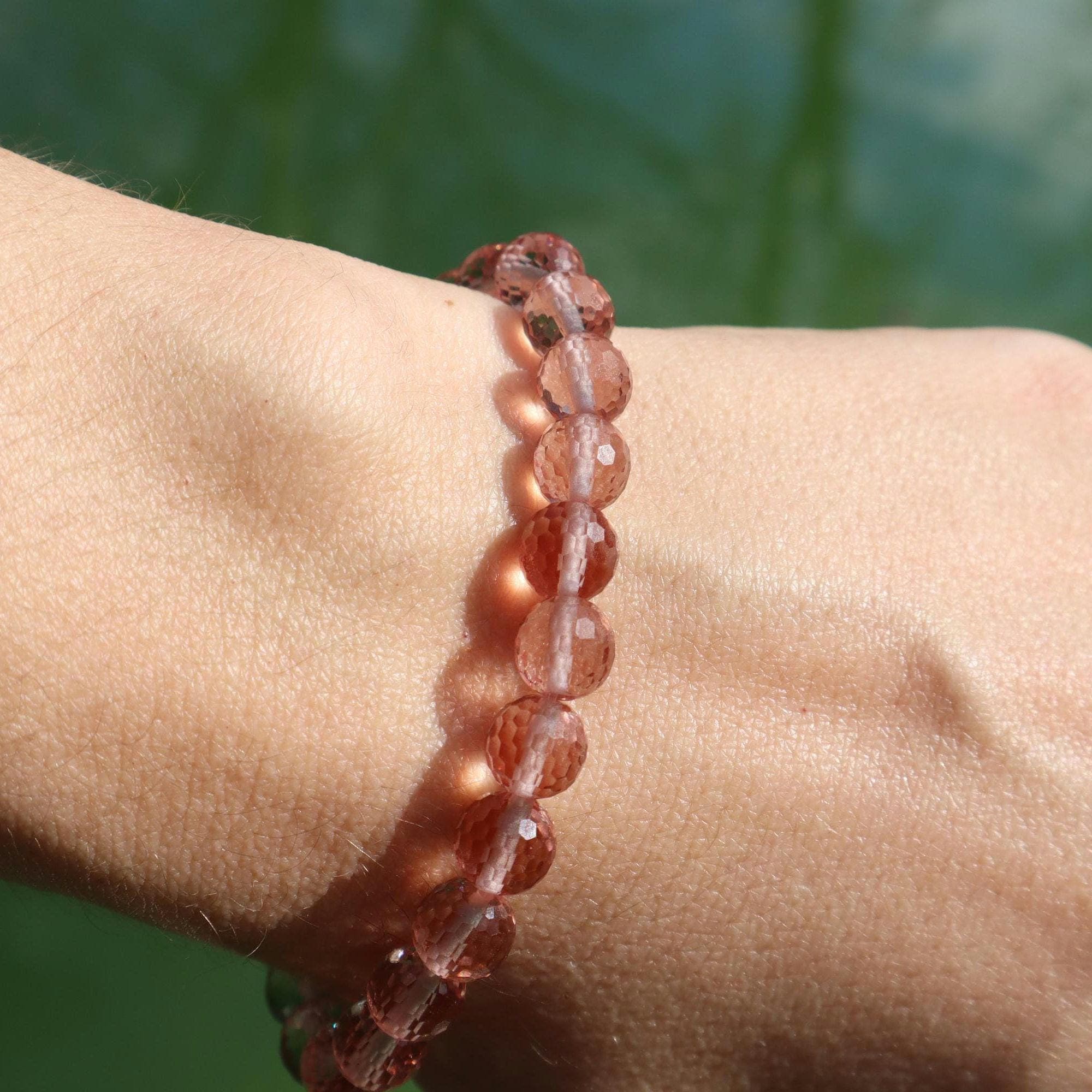 Color Changing Diaspore Bracelet, 7mm Gemstone Beaded Minimal Jewelry - image 3