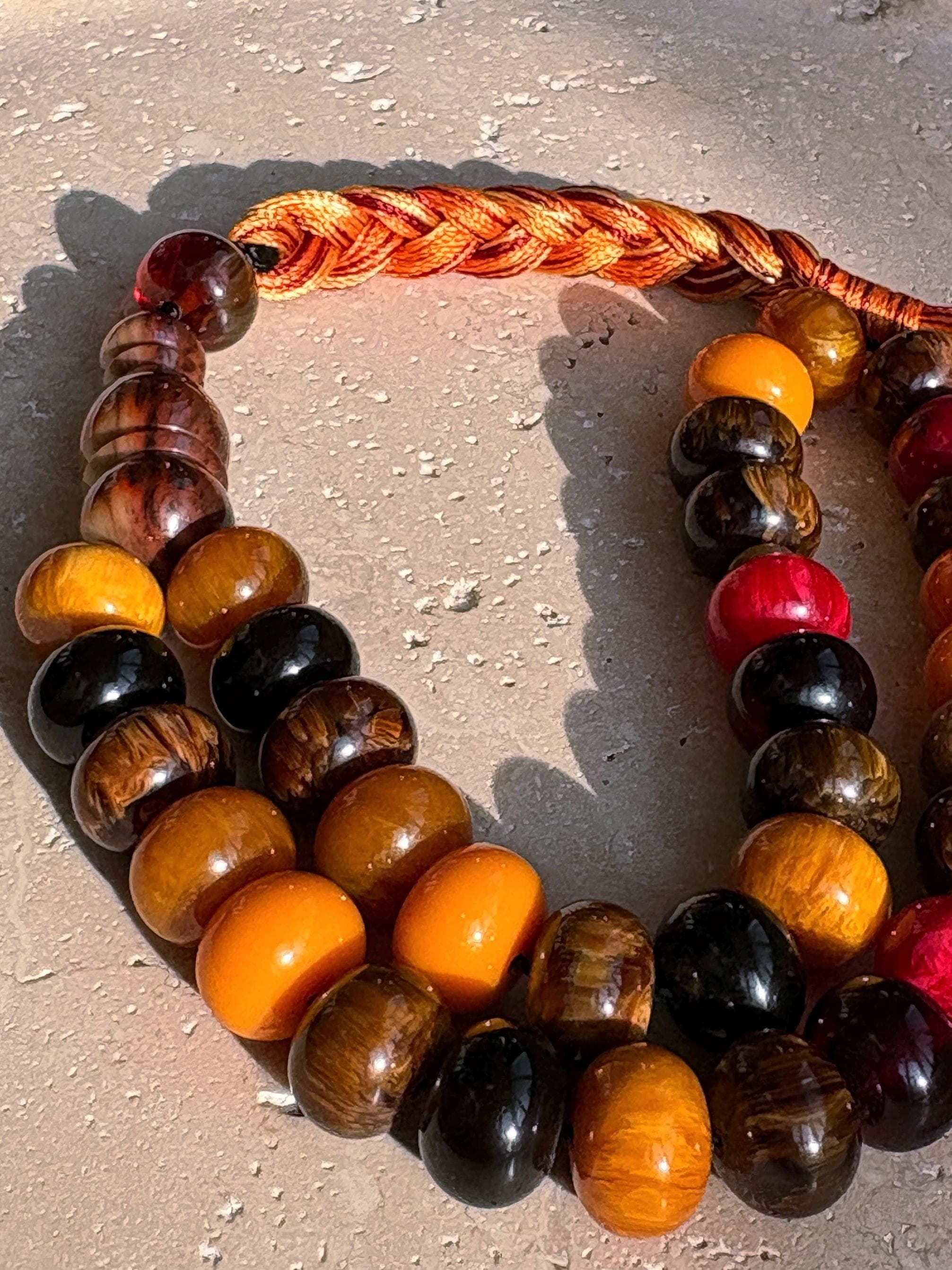 Colorful Pressed Amber Prayer Beads | Handmade 33-Bead Tasbih | Islamic Misbaha - image 4