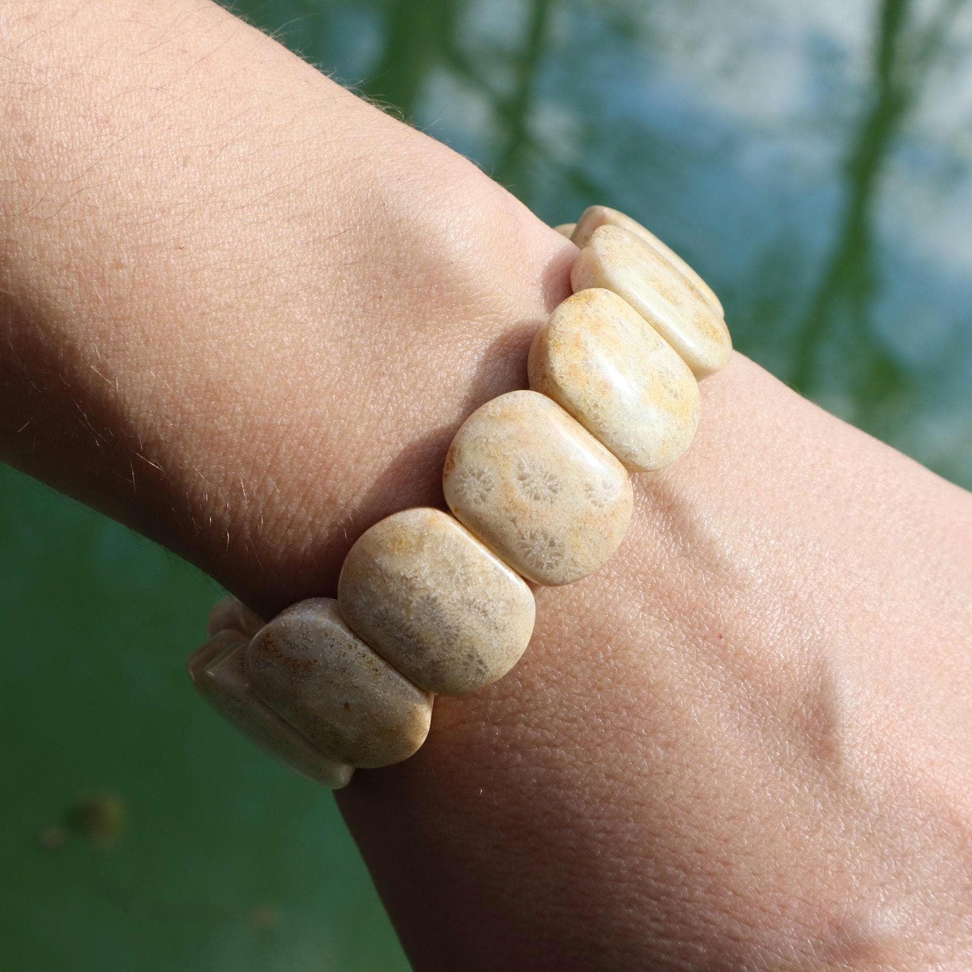 Natural Light Coral Bracelet – Cream Beige Minimalist Gemstone Jewelry - image 4