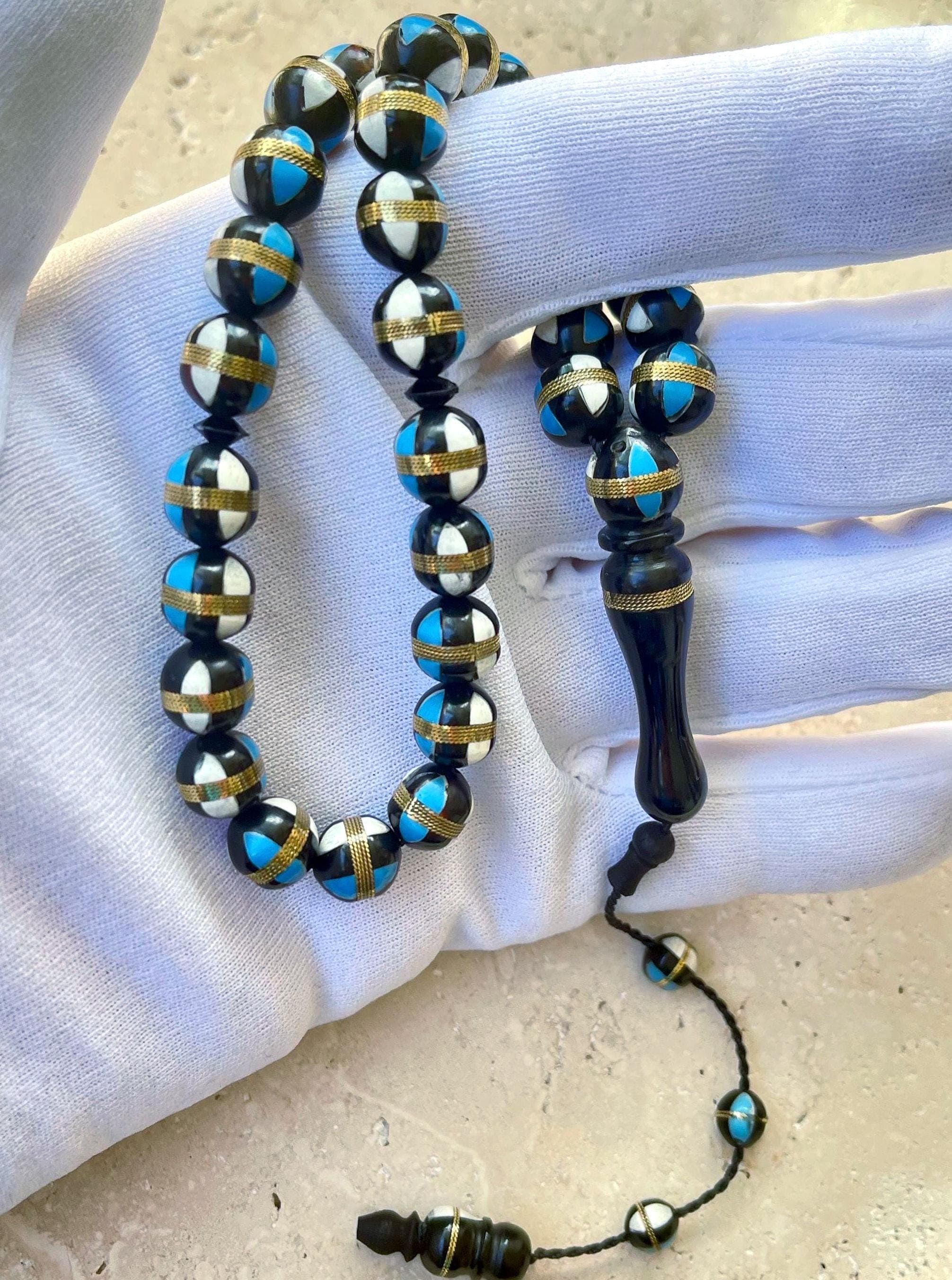 Hand-Carved Kuka Wood Islamic Prayer Beads | 33-Bead Tasbih Rosary, 9mm - image 5