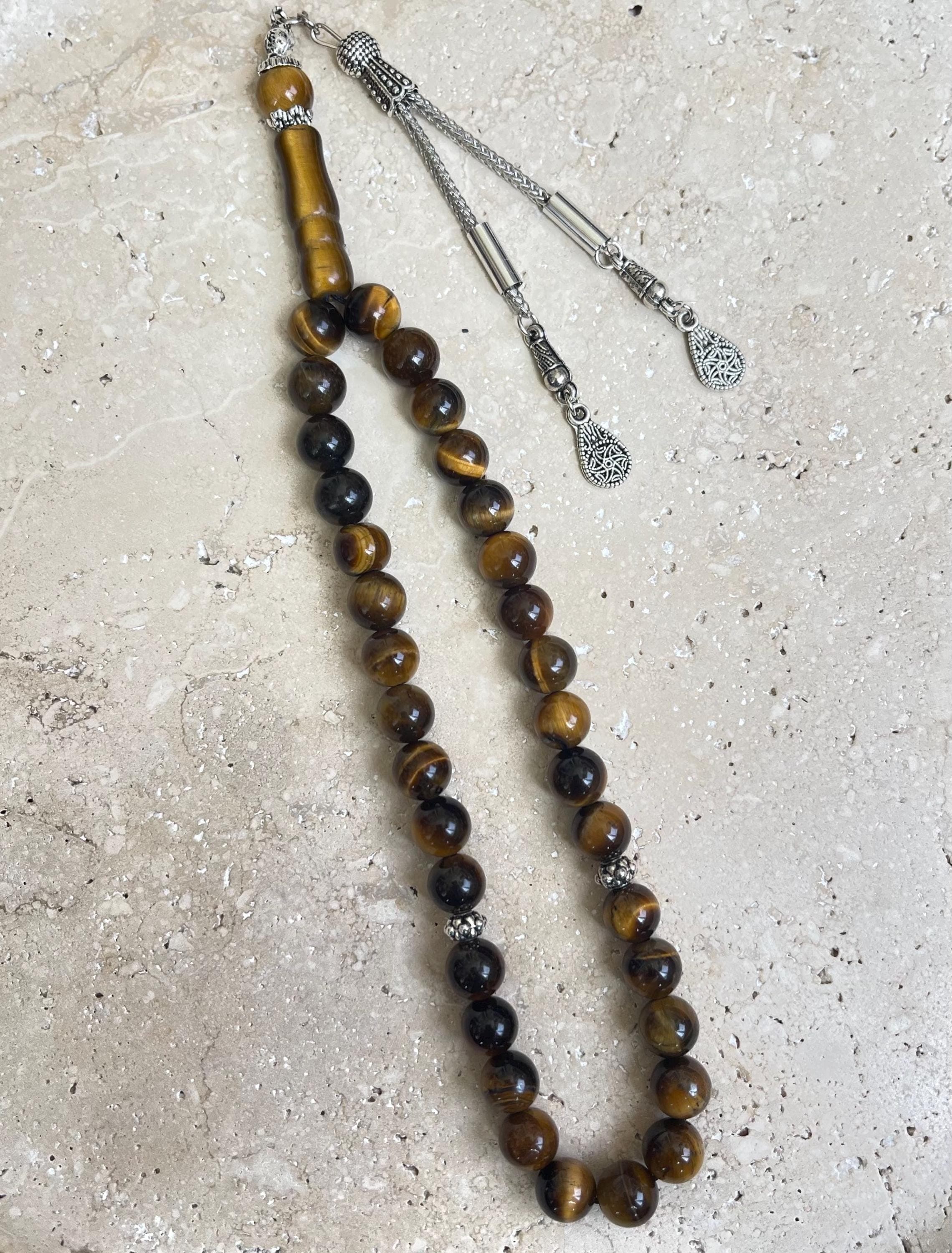 Brown Tiger Eye Islamic Prayer Beads: 33-Bead Gemstone Tasbih - image 5