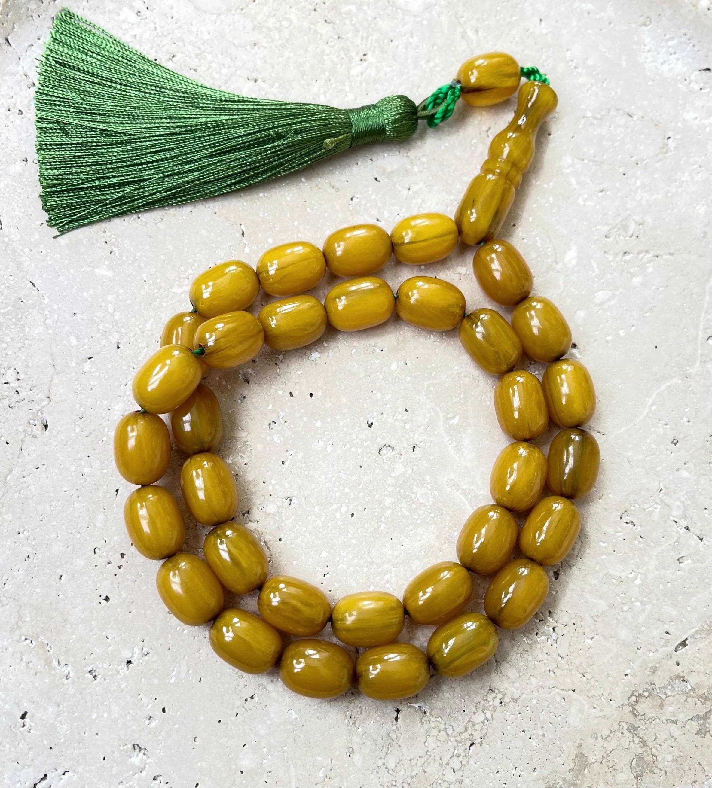 33 Bead Pressed Amber Tasbih | Handcrafted Islamic Prayer Beads | Misbaha