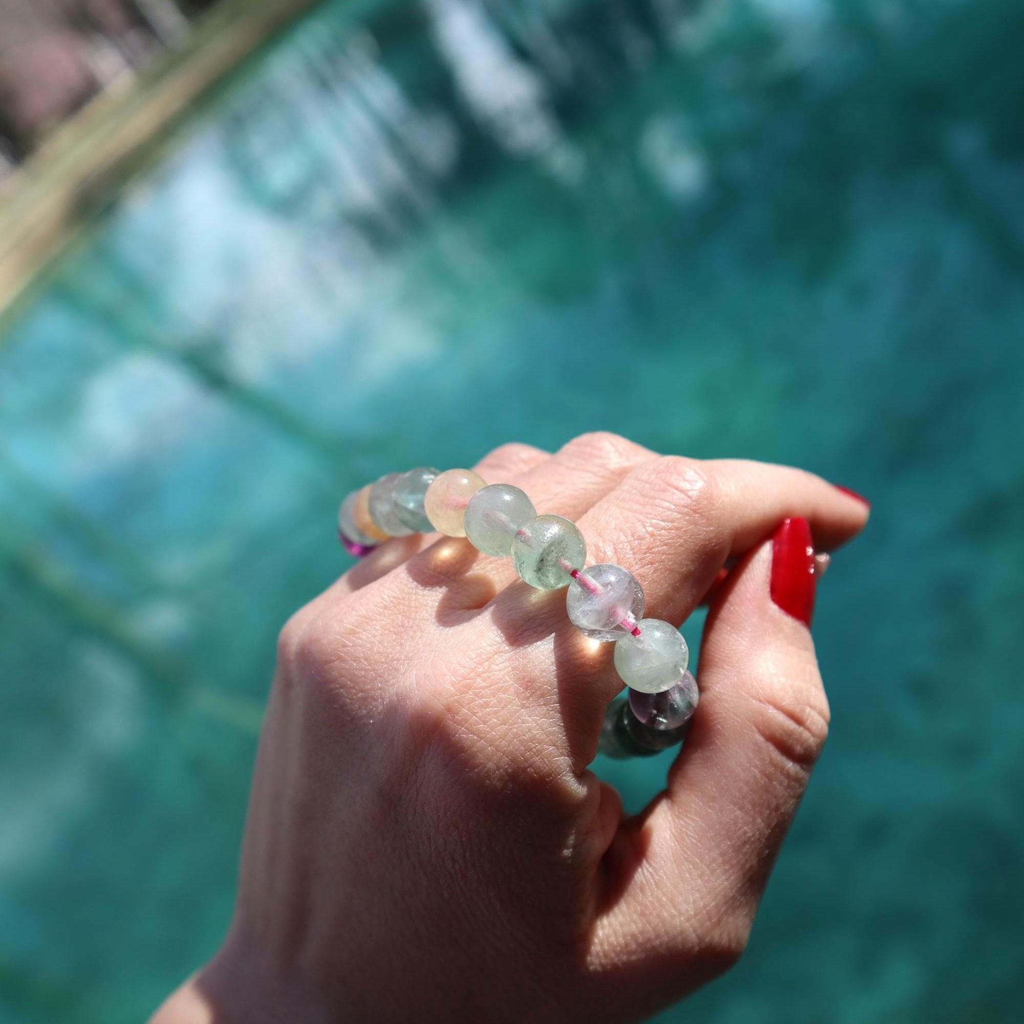 Natural Fluorite Bracelet, Purple Green Gemstone Bead Bracelet, Minimal Stone Jewelry - image 5