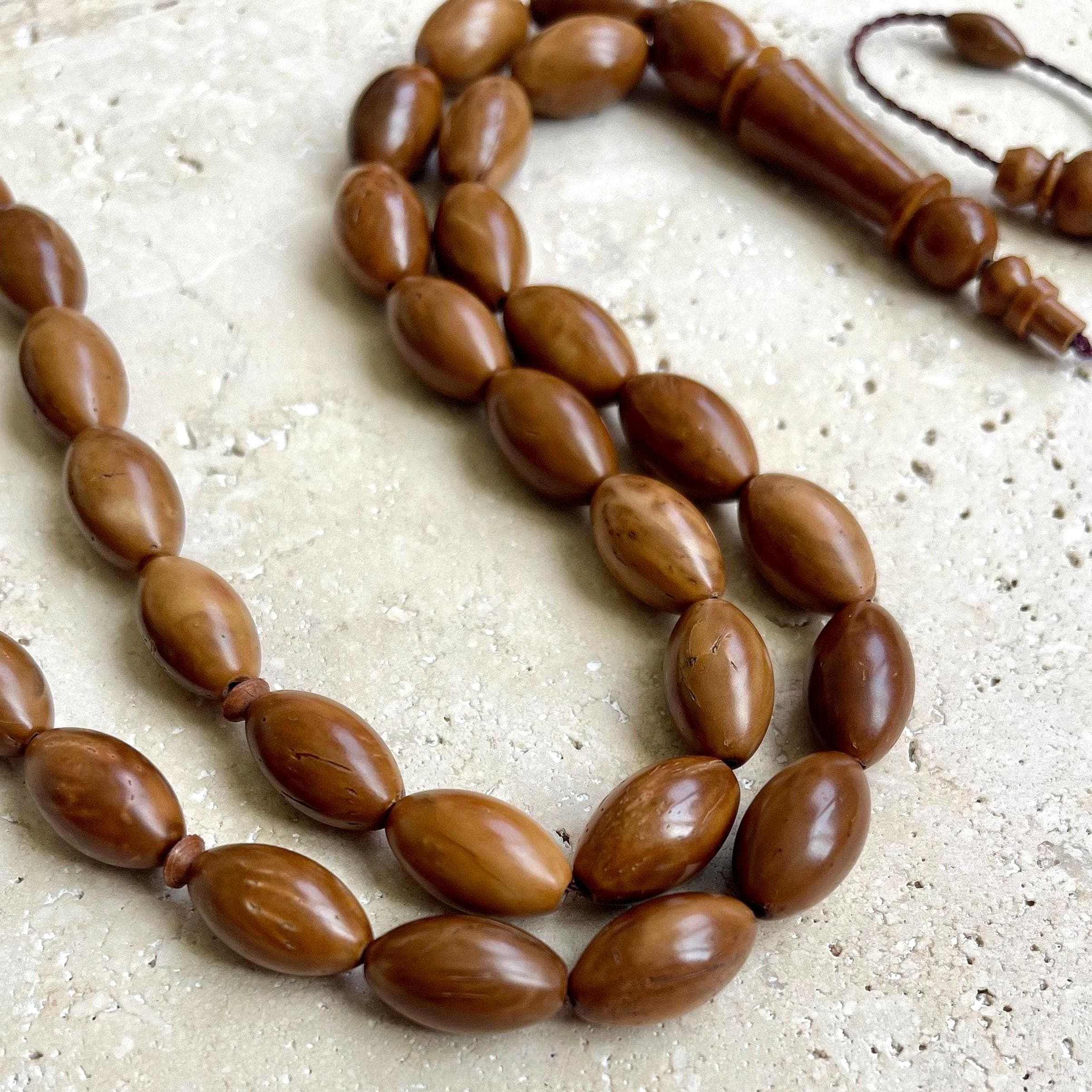 Hand-Carved Kuka Wood Prayer Beads: Islamic Tasbih 33, 9x15mm - image 3