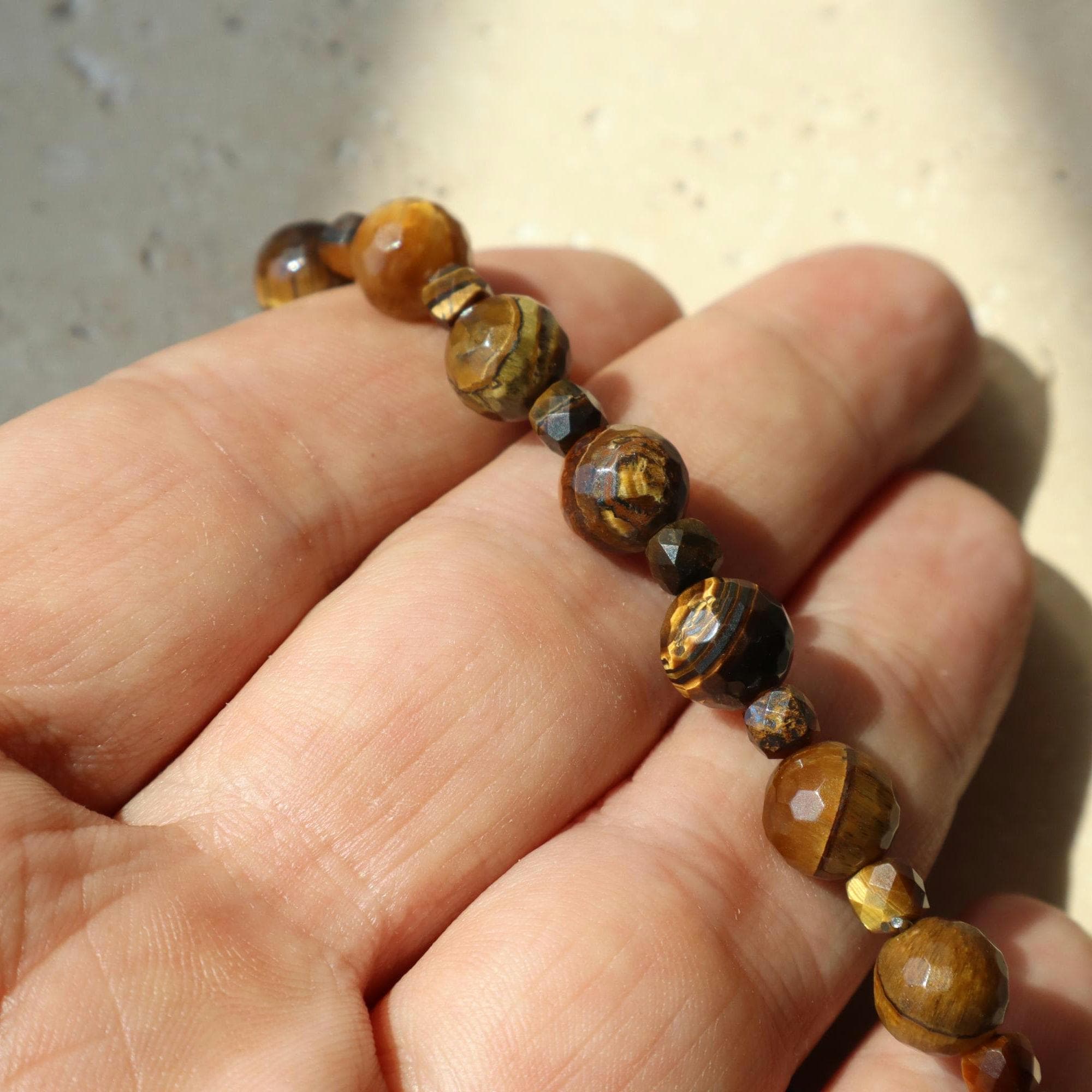 Natural Tiger Eye Beaded Bracelet 8 mm Gemstone Minimalist Handmade Jewelry - image 5