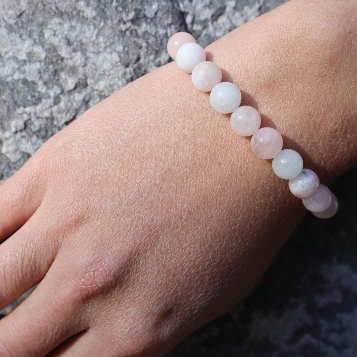 Morganite Bracelet Natural Pink Gemstone Beaded Bracelet Elegant Jewelry - 8 mm - image 3