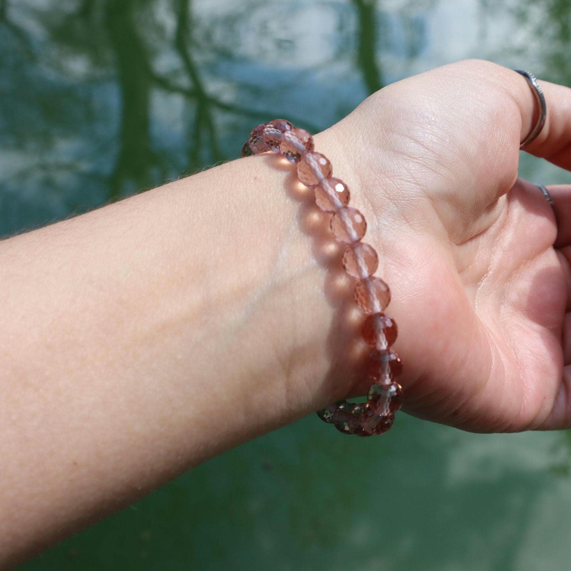 Color Changing Diaspore Bracelet, 7mm Gemstone Beaded Minimal Jewelry - image 5
